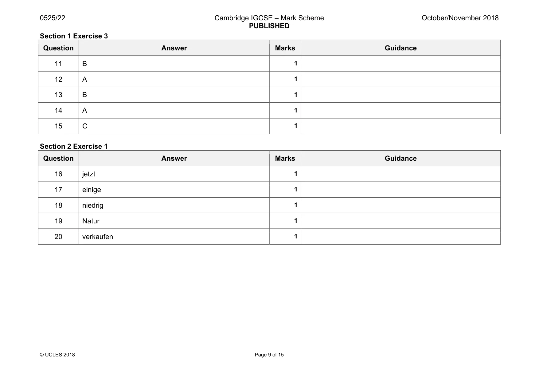 Mark scheme, page 9 of 15