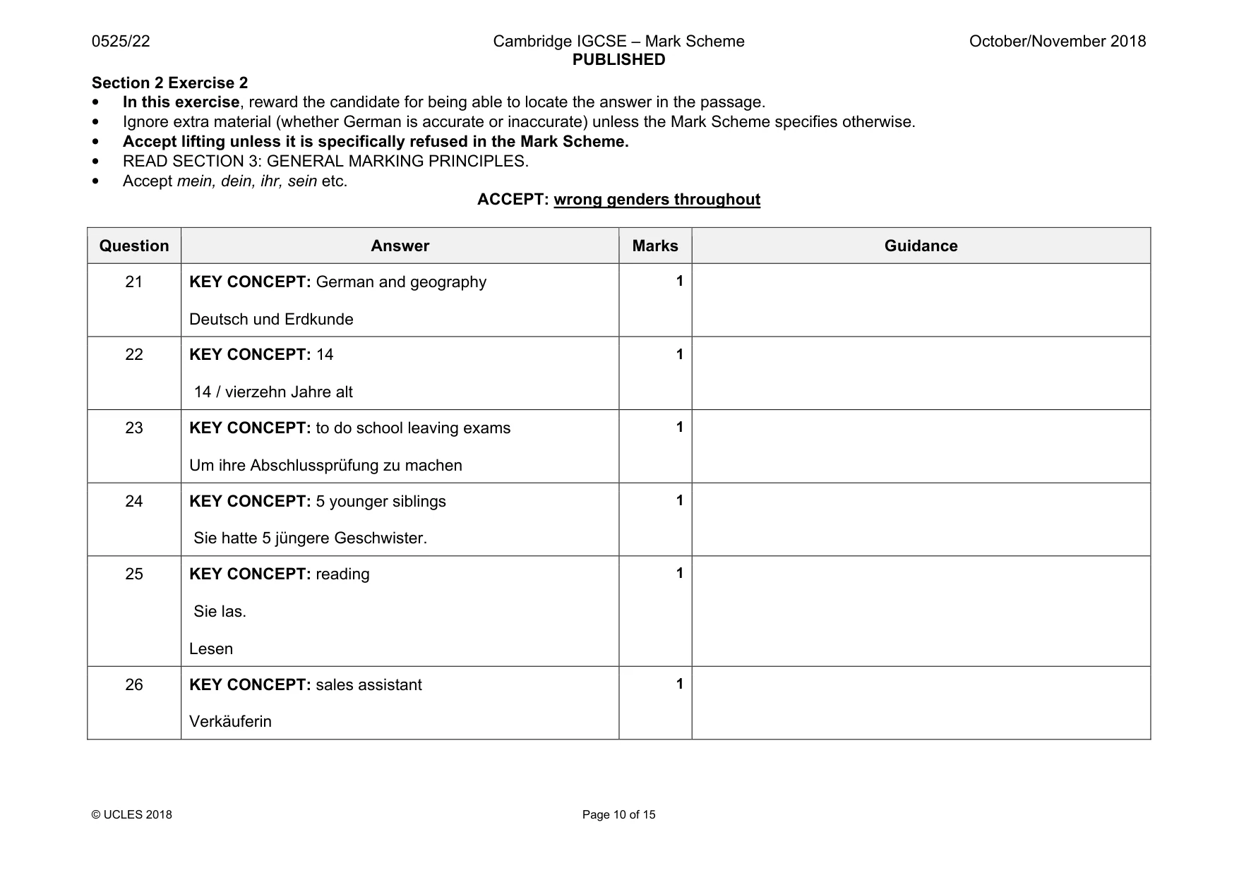 Mark scheme, page 10 of 15