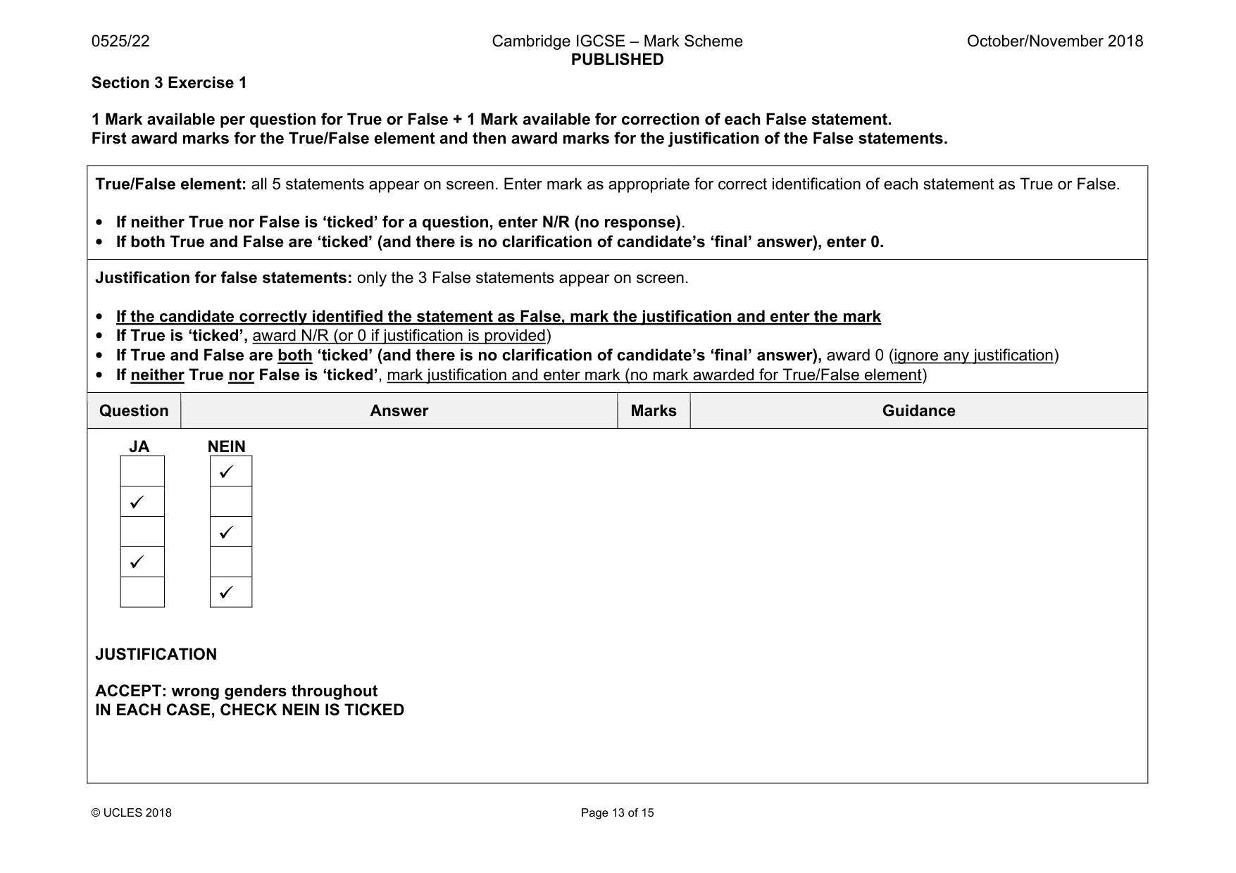 Mark scheme, page 13 of 15