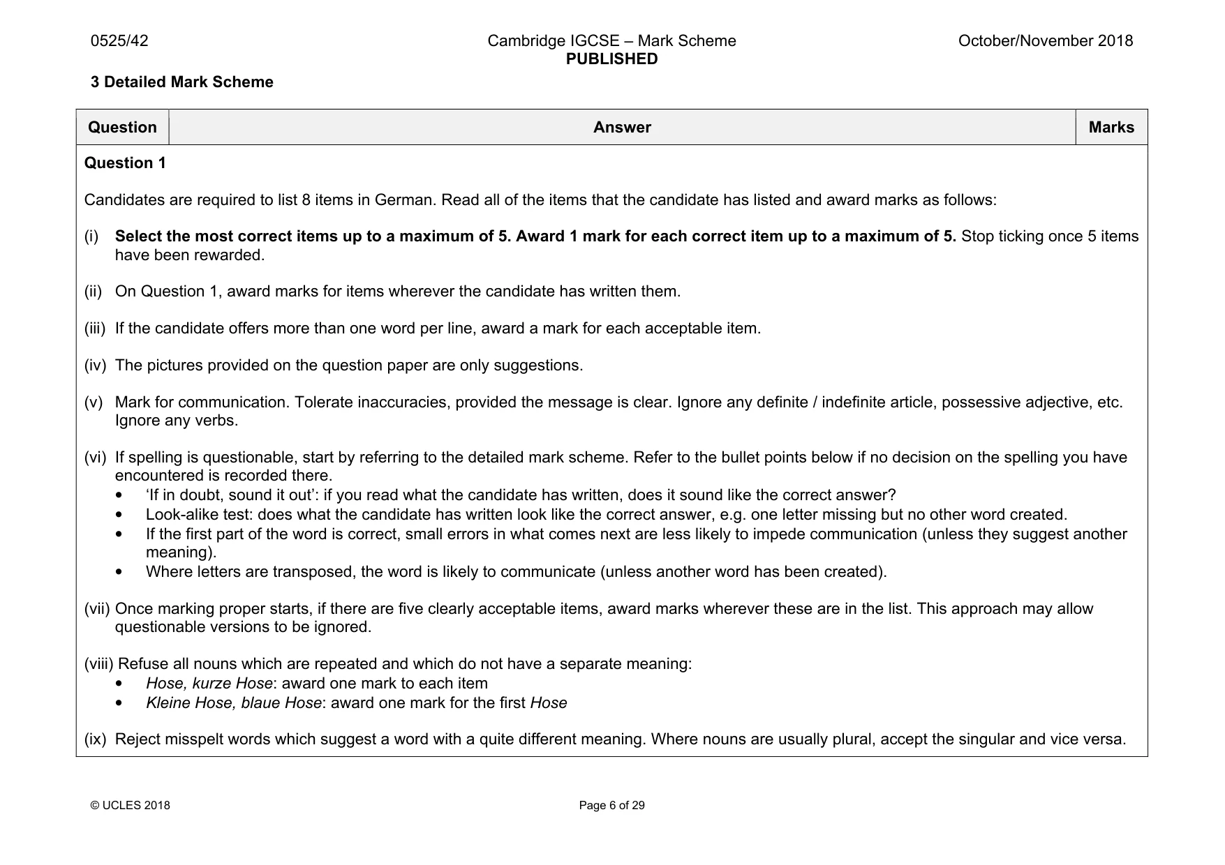 Mark scheme, page 6 of 29