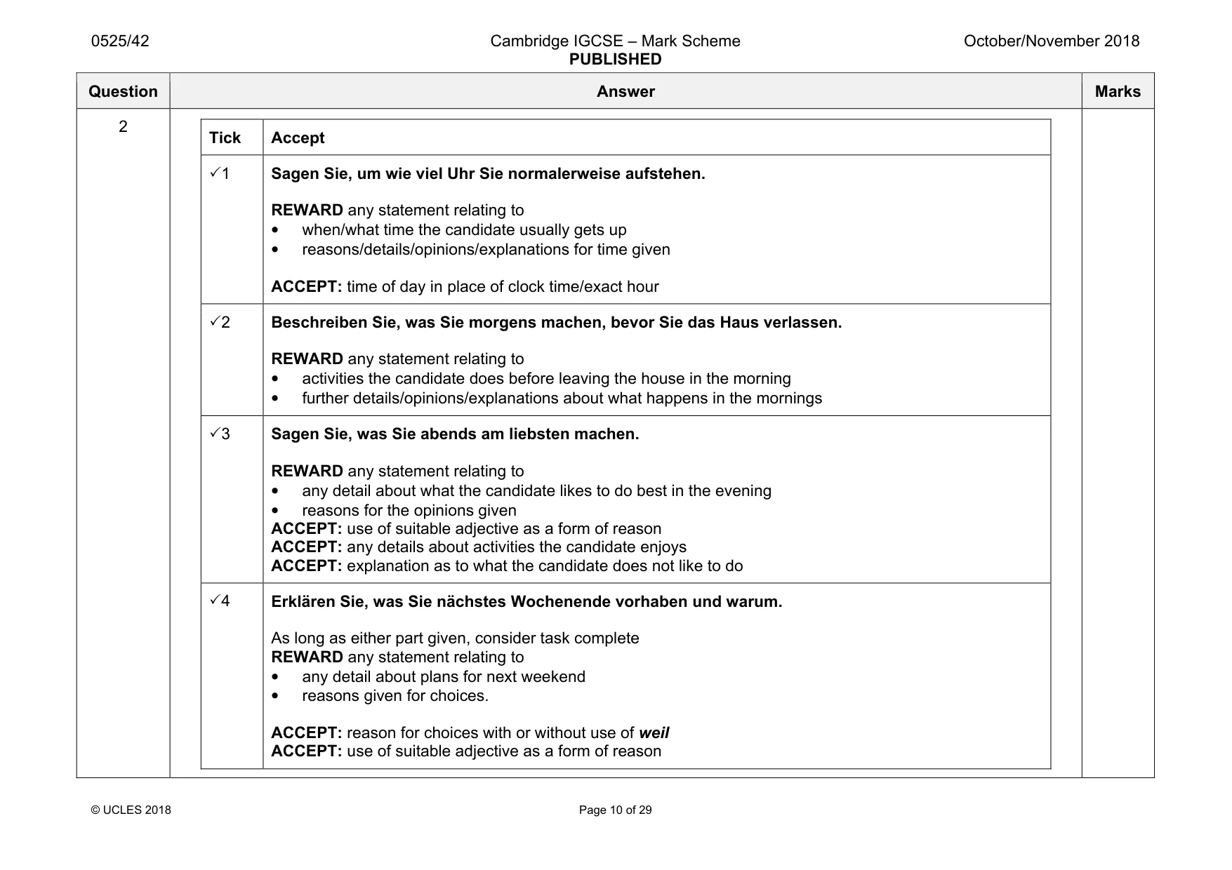 Mark scheme, page 10 of 29