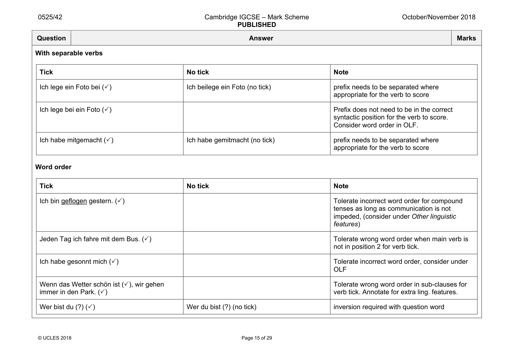 Mark scheme, page 15 of 29