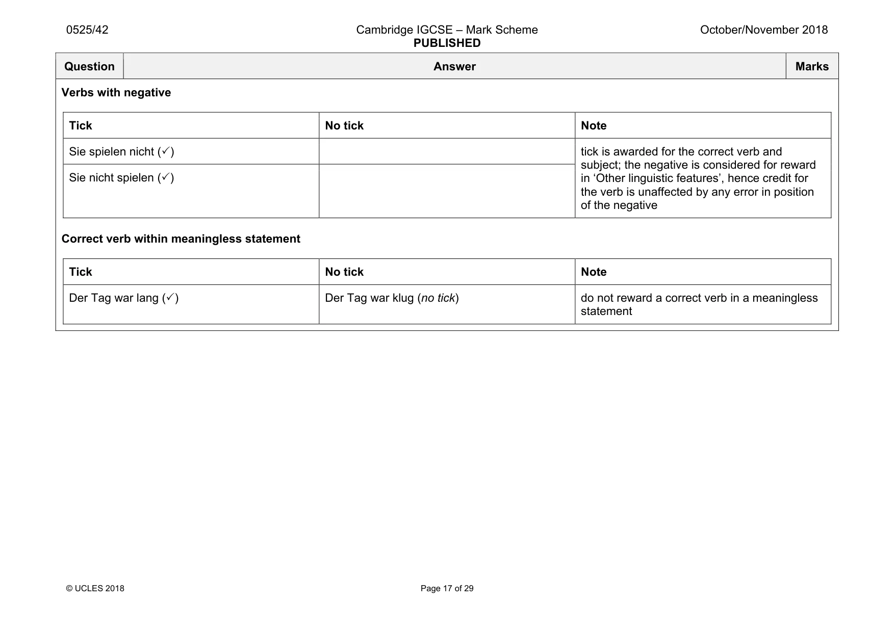 Mark scheme, page 17 of 29