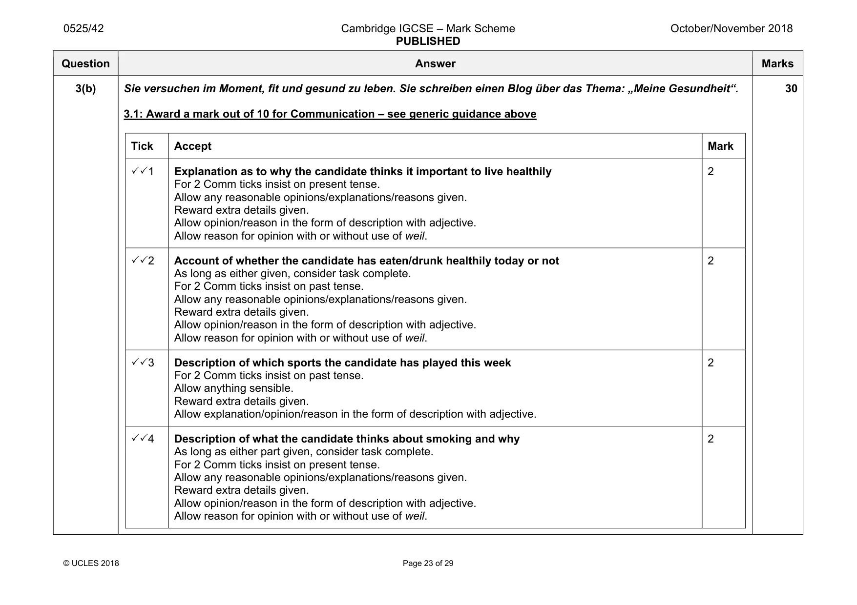 Mark scheme, page 23 of 29