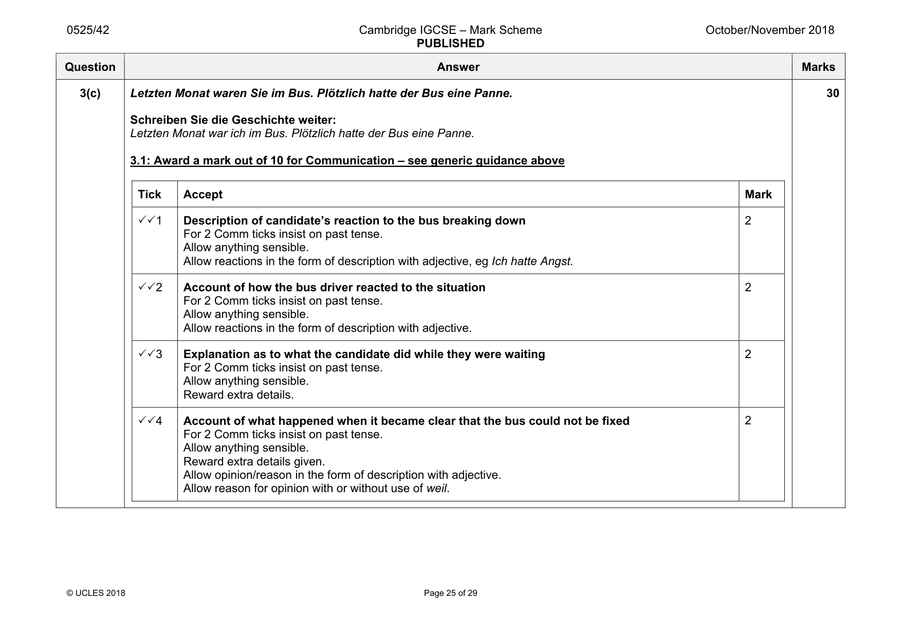 Mark scheme, page 25 of 29