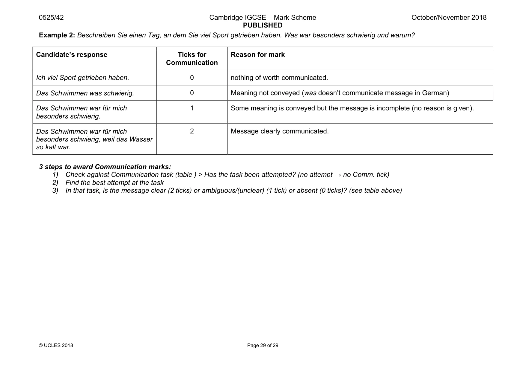 Mark scheme, page 29 of 29