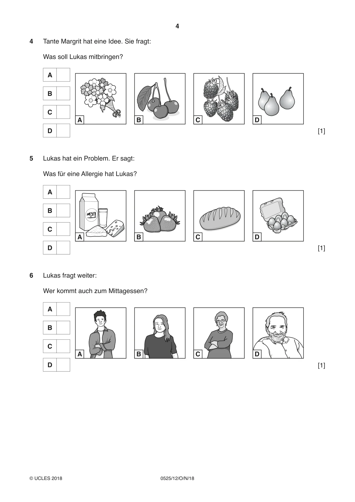 Cambridge IGCSE German - Foreign Language 0525 2018 Oct/Nov Paper 1 · Variant 2 question paper, page 4 of 16