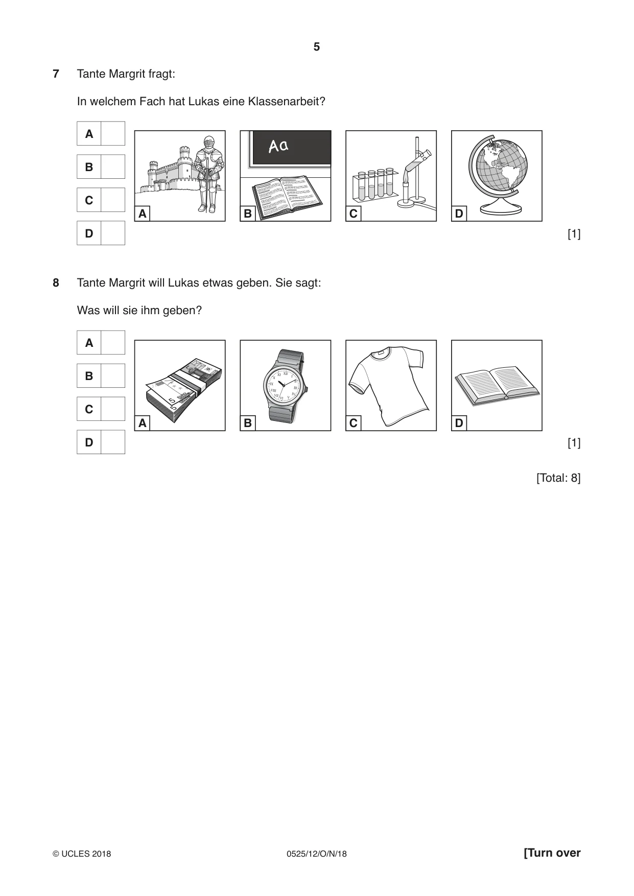Cambridge IGCSE German - Foreign Language 0525 2018 Oct/Nov Paper 1 · Variant 2 question paper, page 5 of 16