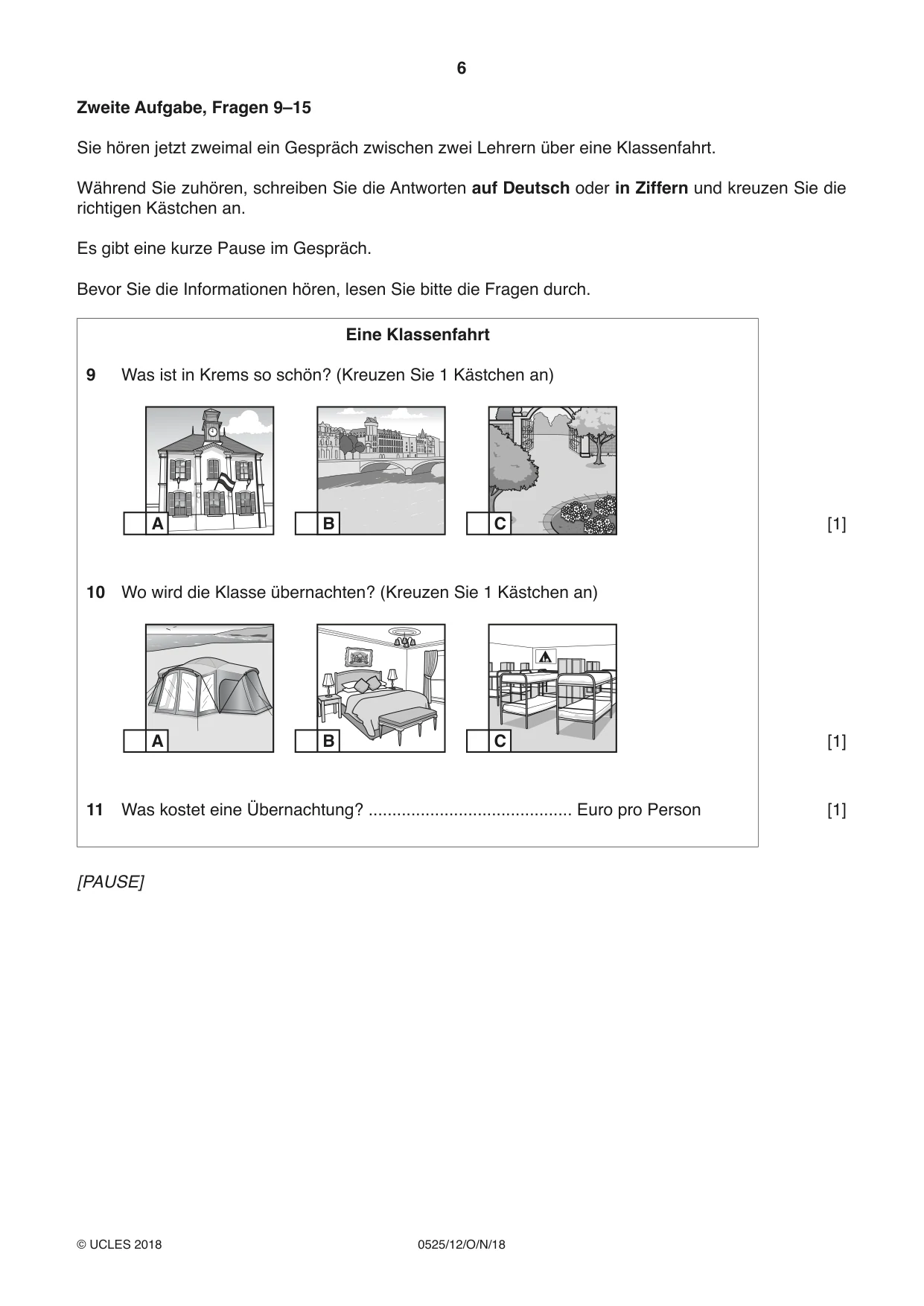 Cambridge IGCSE German - Foreign Language 0525 2018 Oct/Nov Paper 1 · Variant 2 question paper, page 6 of 16