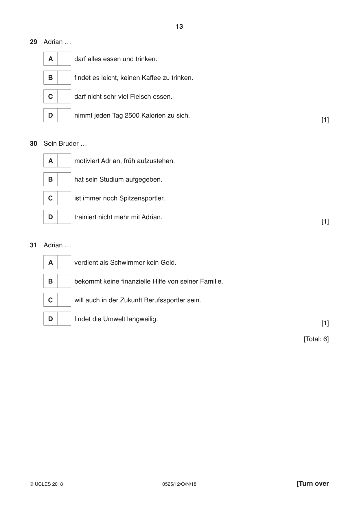 Cambridge IGCSE German - Foreign Language 0525 2018 Oct/Nov Paper 1 · Variant 2 question paper, page 13 of 16