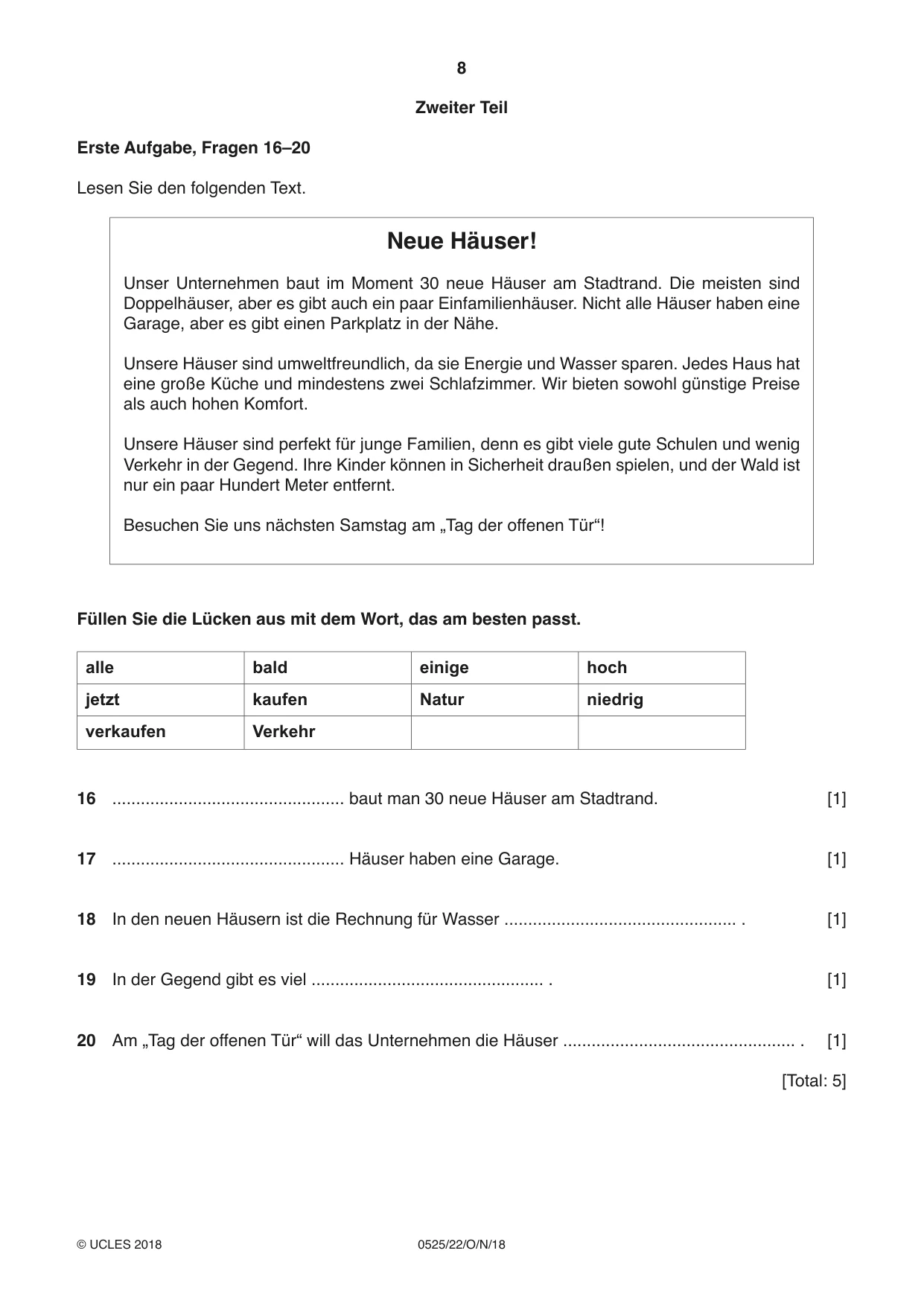 Cambridge IGCSE German - Foreign Language 0525 2018 Oct/Nov Paper 2 · Variant 2 question paper, page 8 of 16