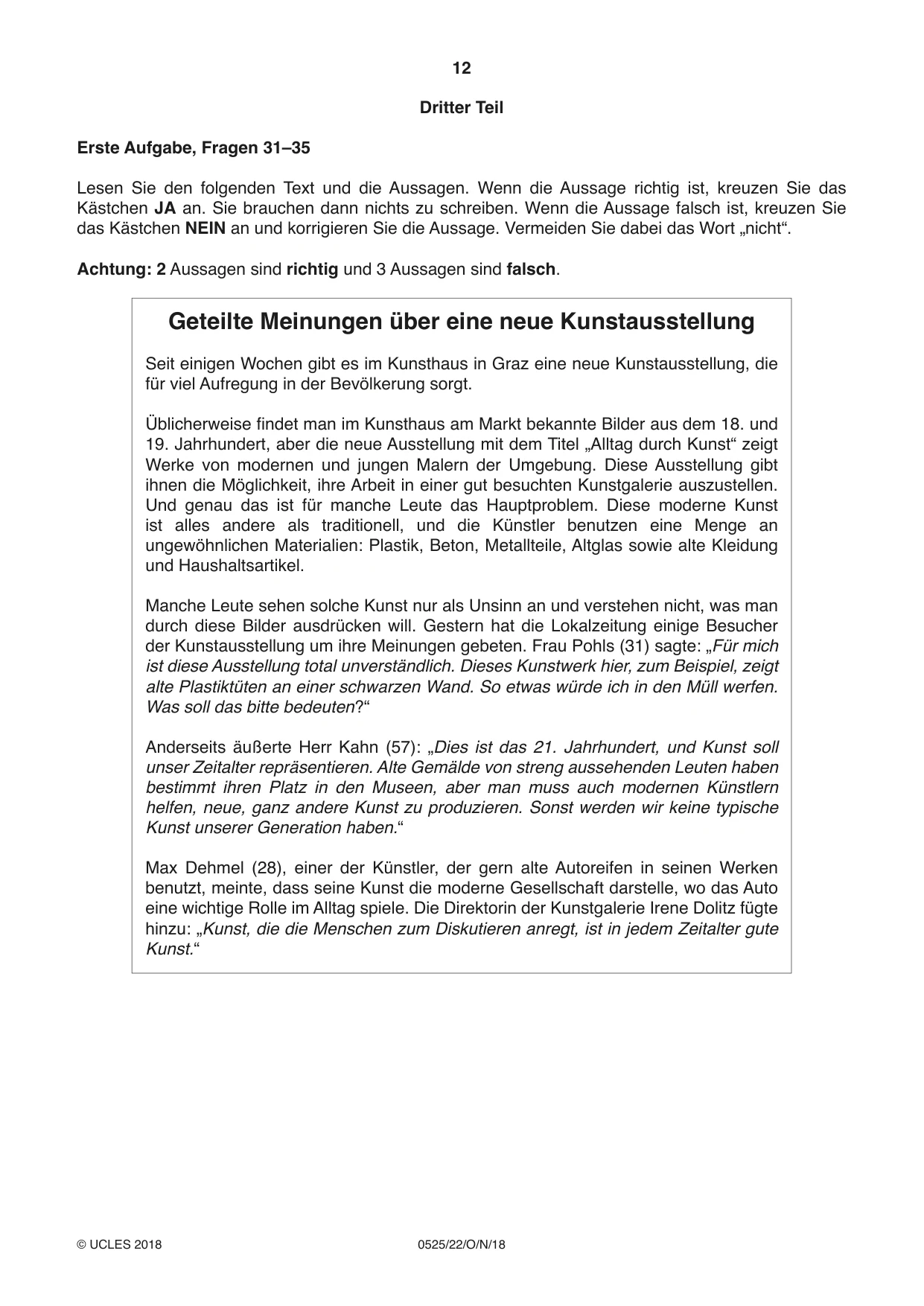 Cambridge IGCSE German - Foreign Language 0525 2018 Oct/Nov Paper 2 · Variant 2 question paper, page 12 of 16