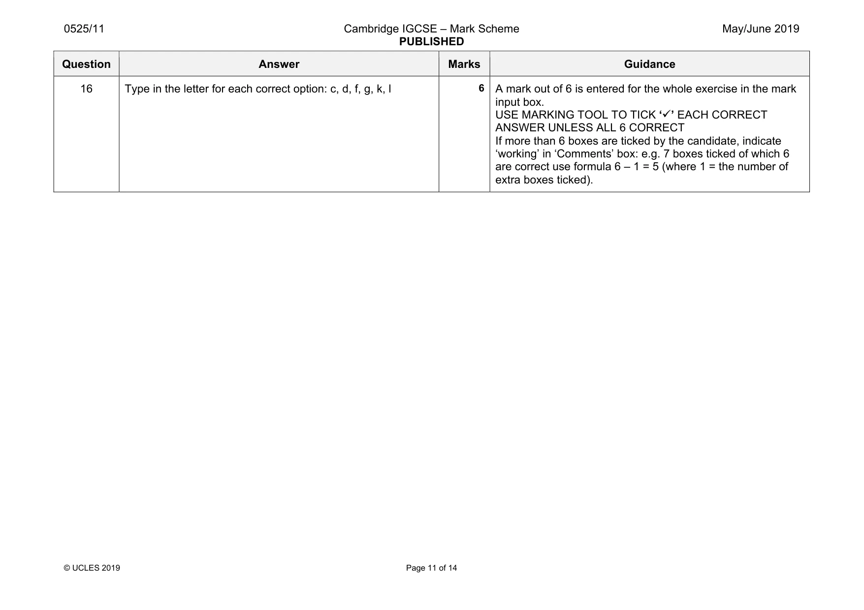 Mark scheme, page 11 of 14