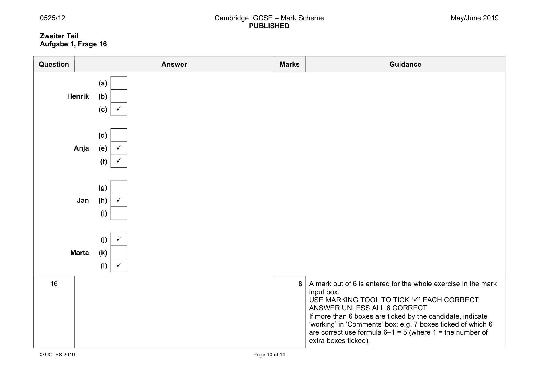 Mark scheme, page 10 of 14