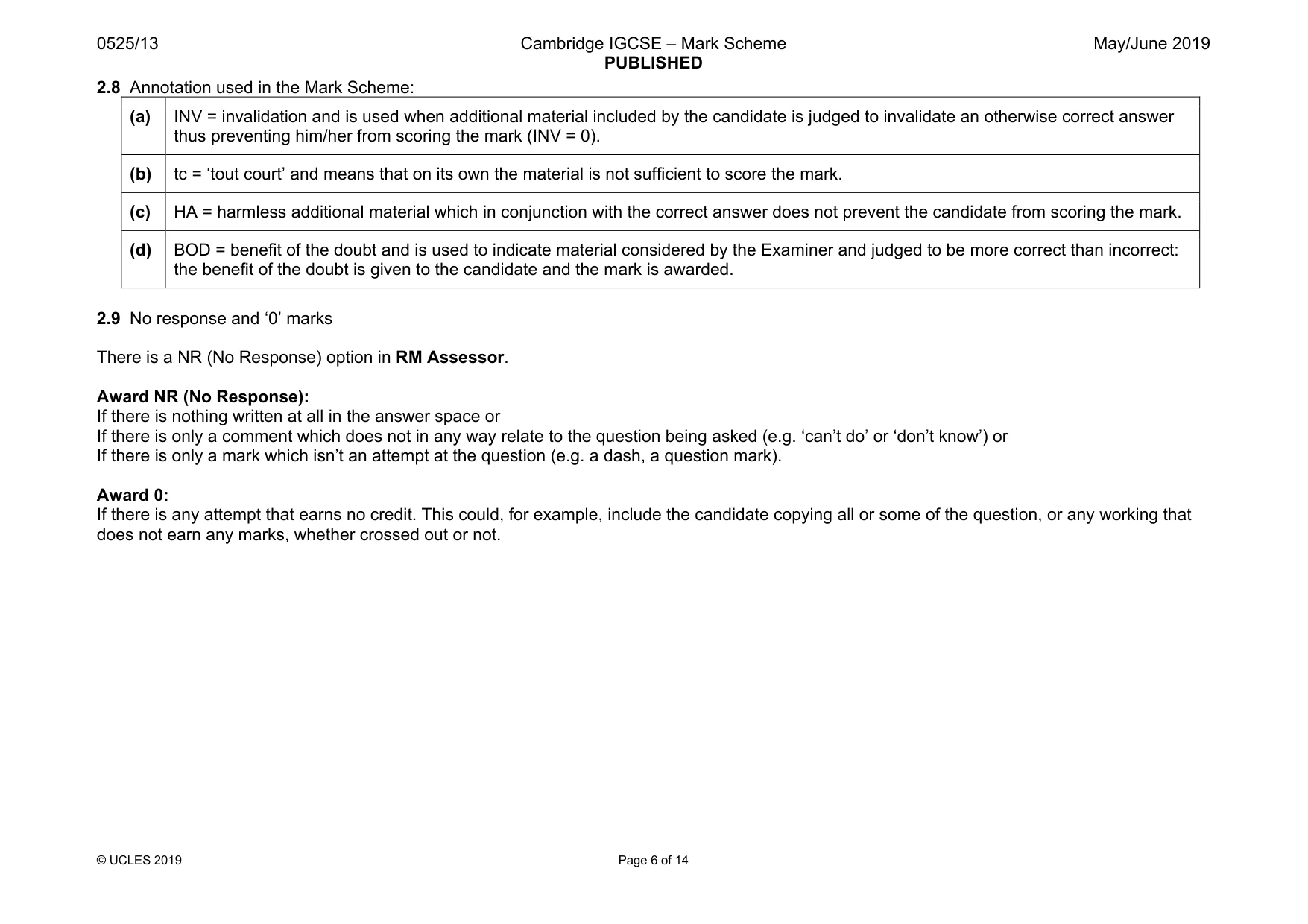 Mark scheme, page 6 of 14