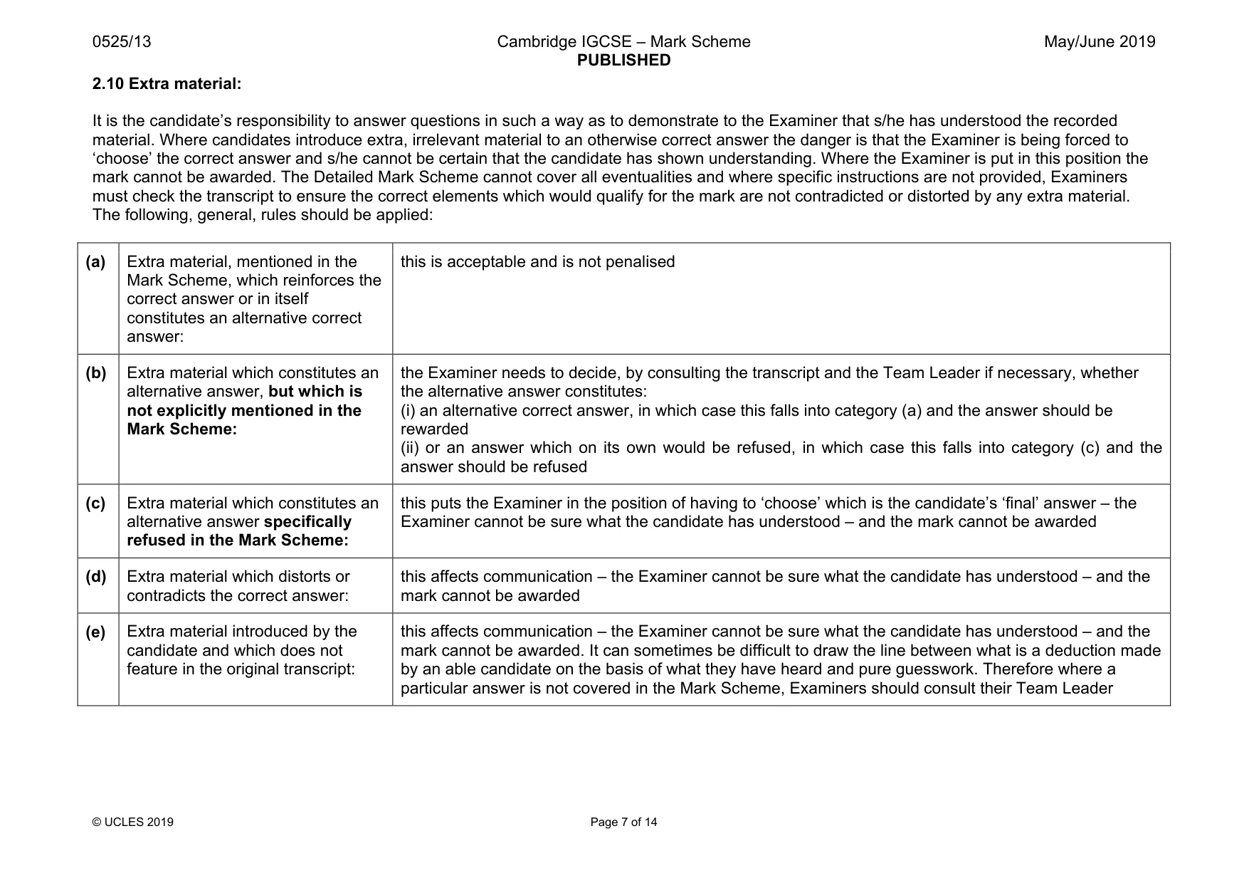 Mark scheme, page 7 of 14