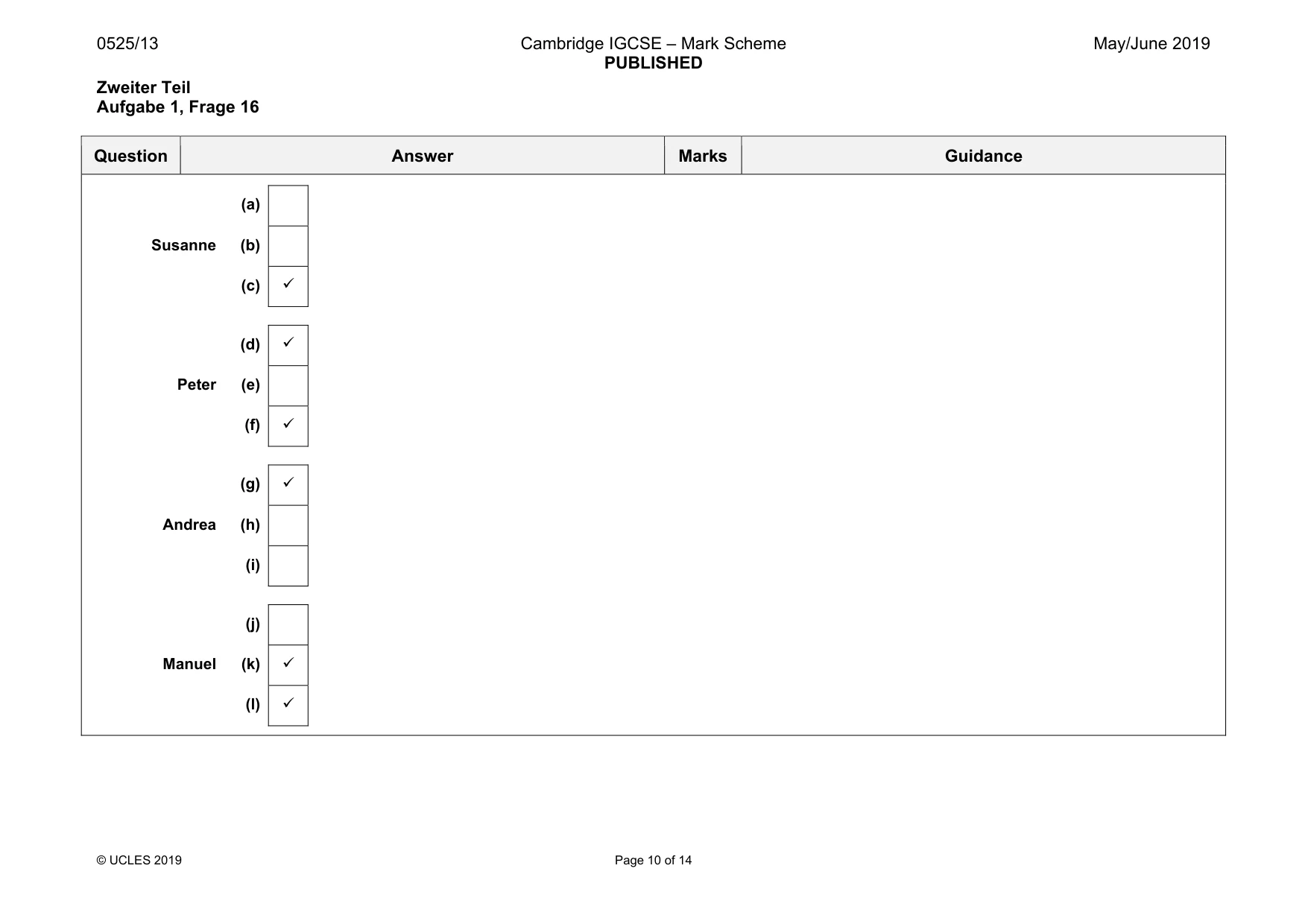 Mark scheme, page 10 of 14