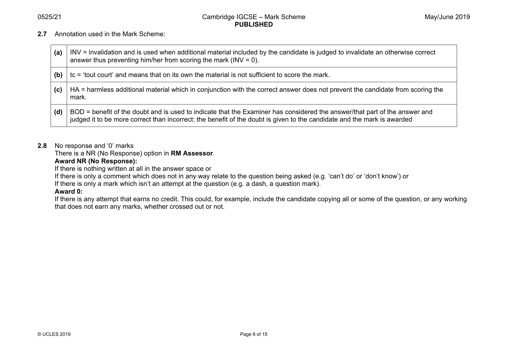 Mark scheme, page 6 of 15
