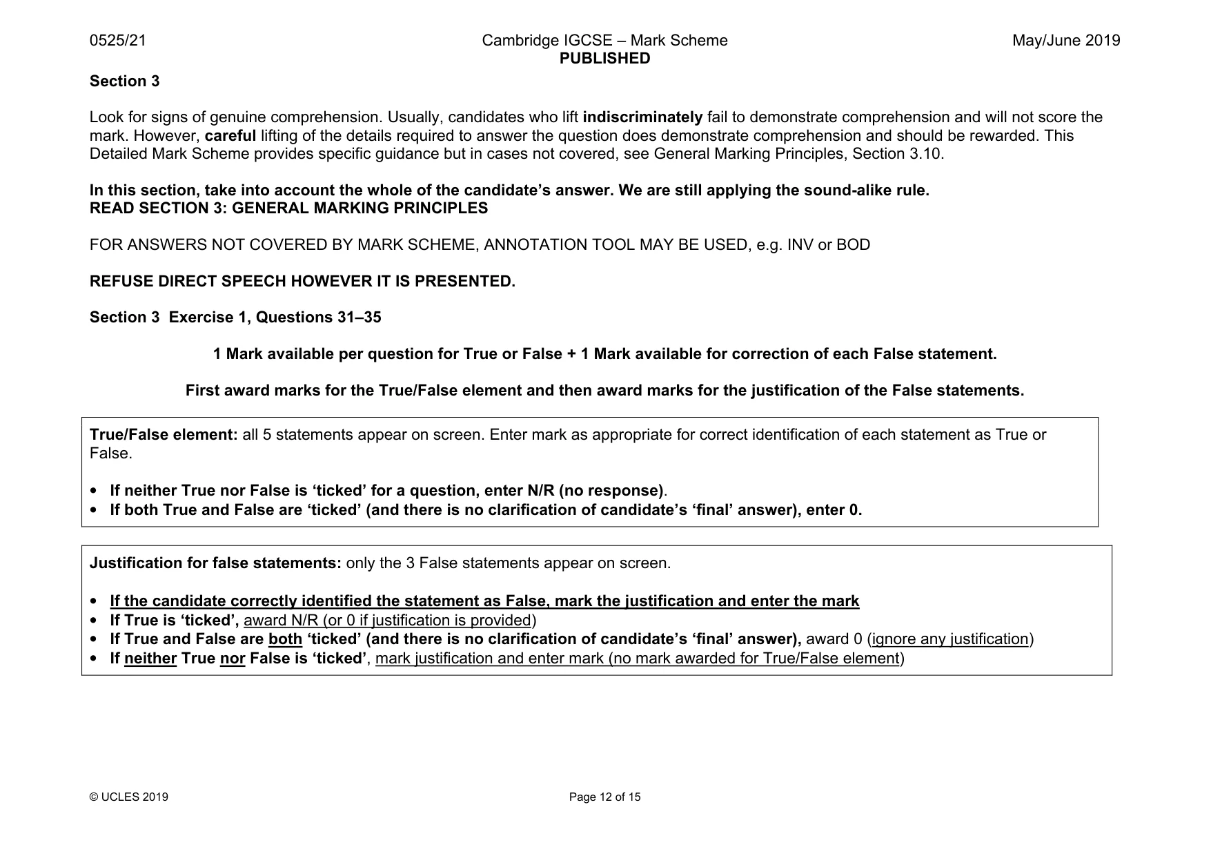 Mark scheme, page 12 of 15