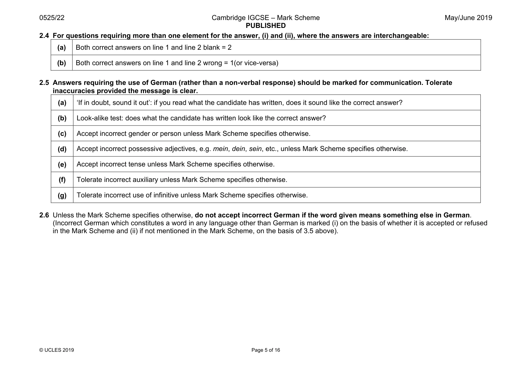 Mark scheme, page 5 of 16