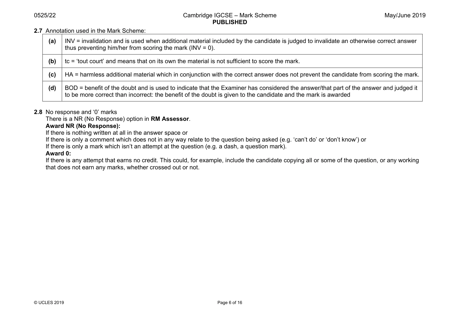 Mark scheme, page 6 of 16