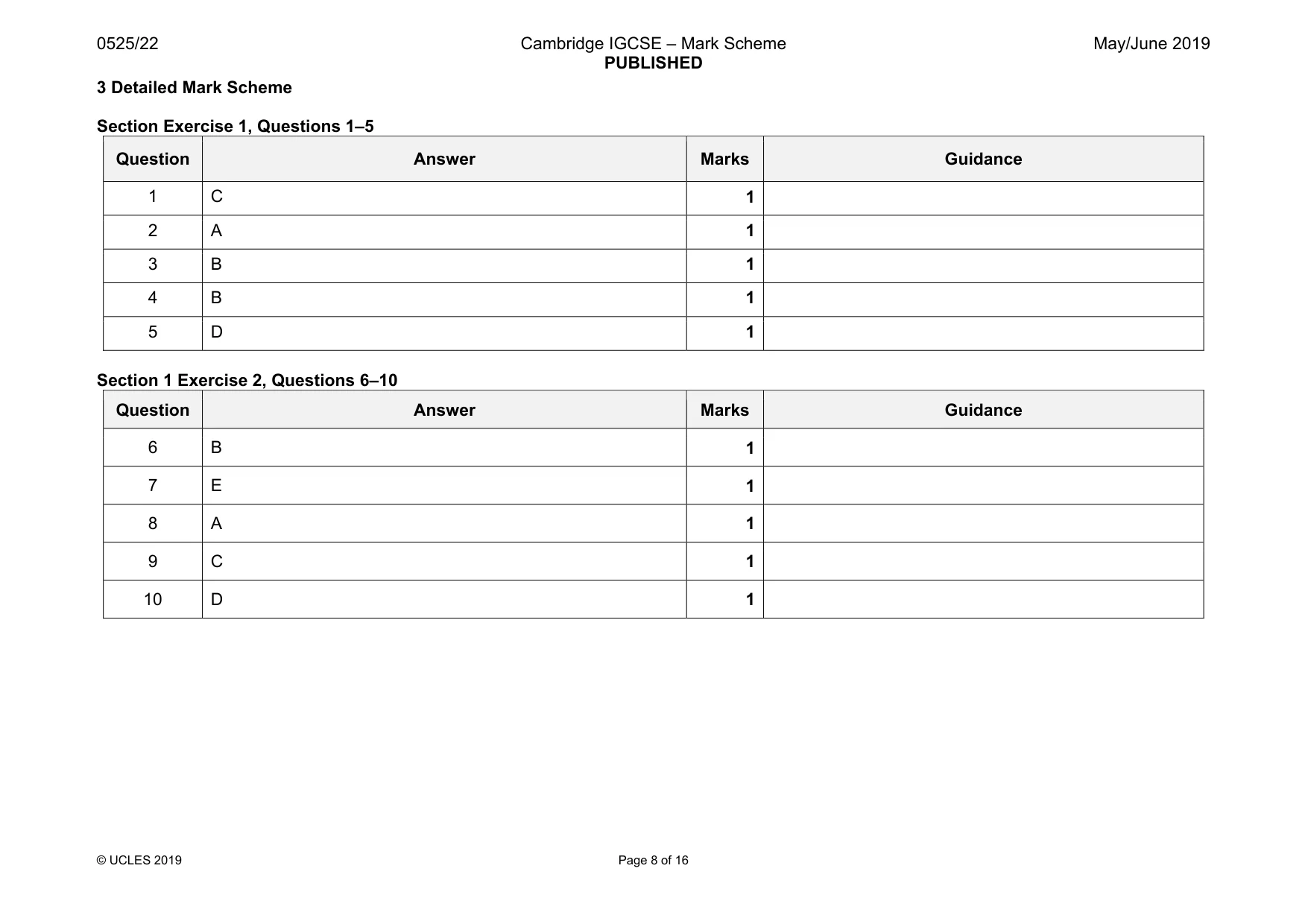 Mark scheme, page 8 of 16