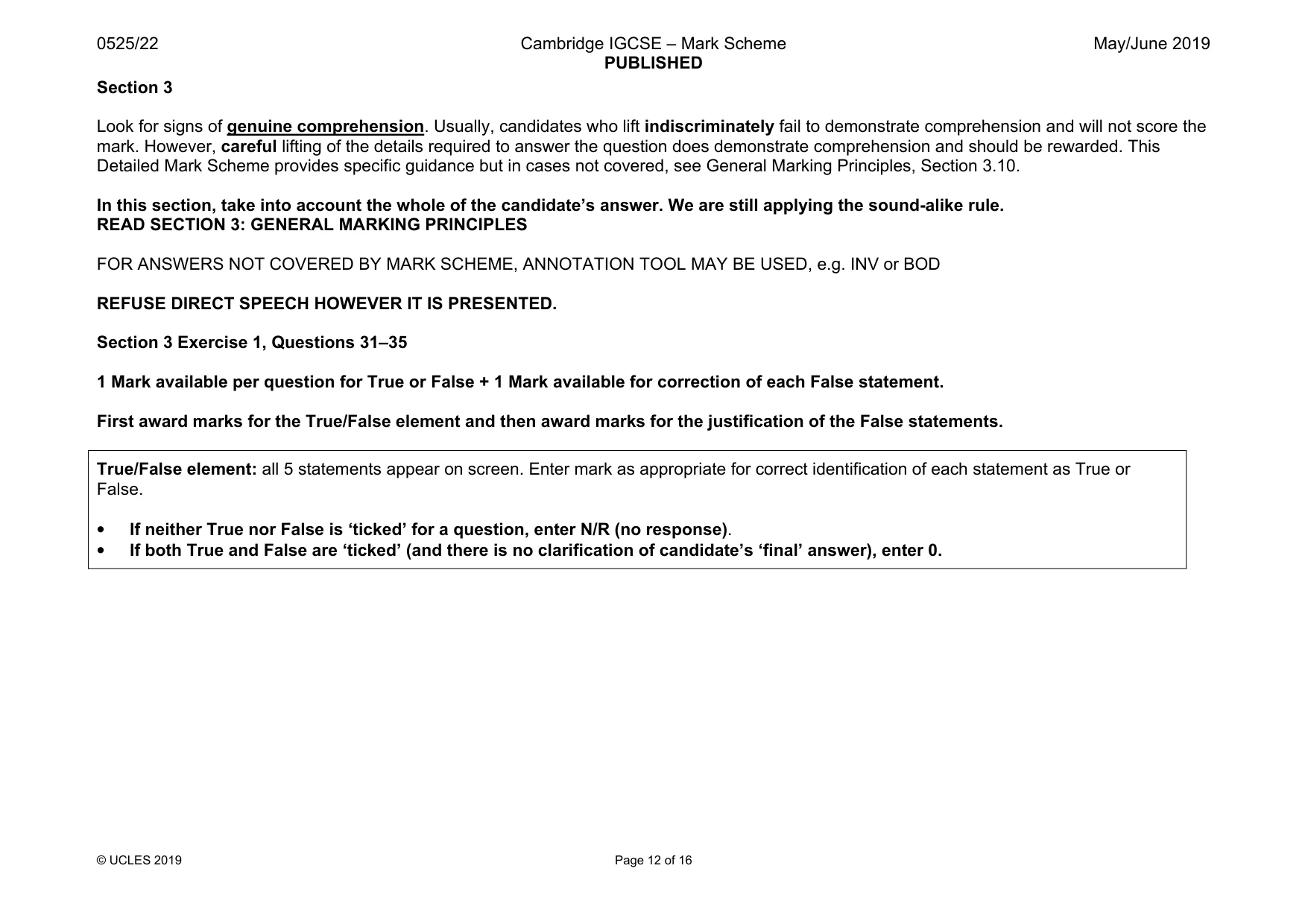 Mark scheme, page 12 of 16