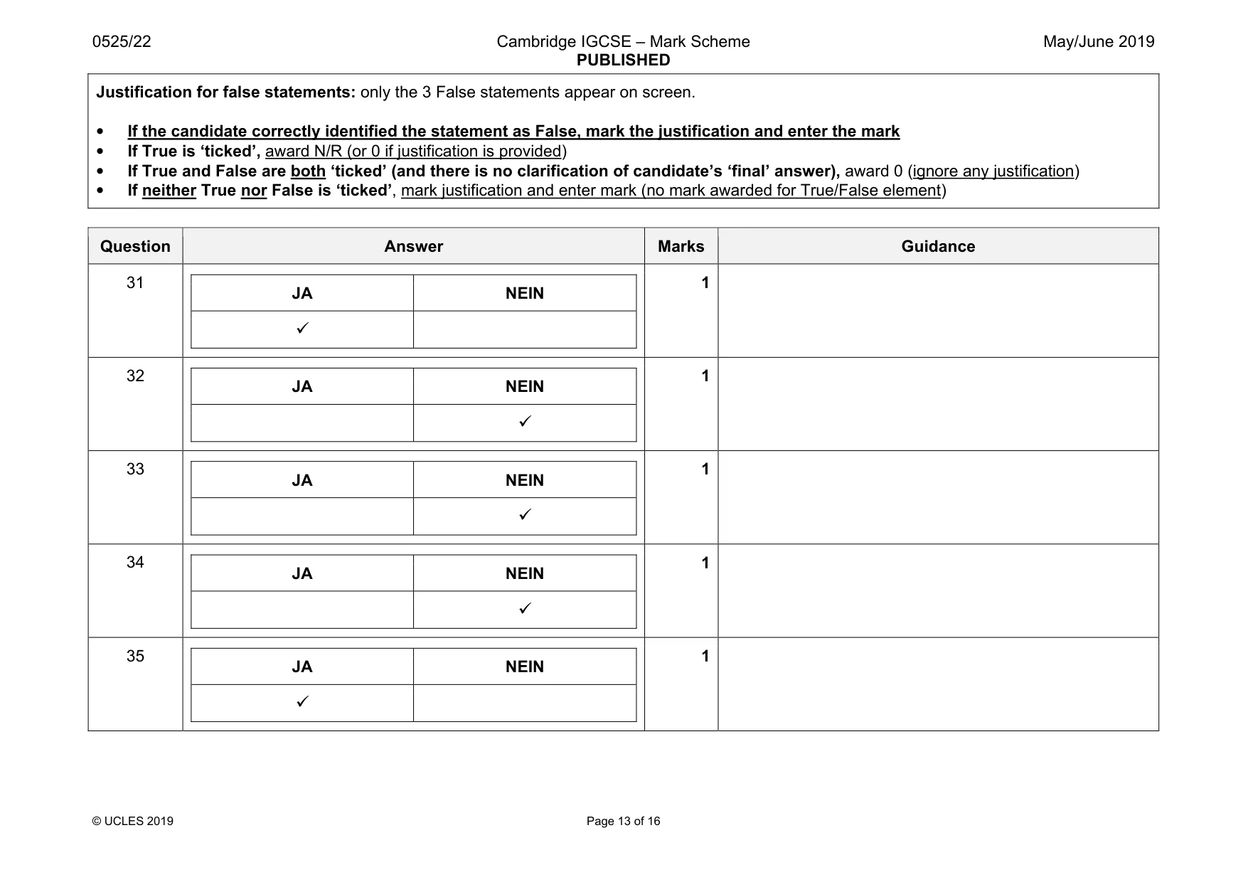 Mark scheme, page 13 of 16