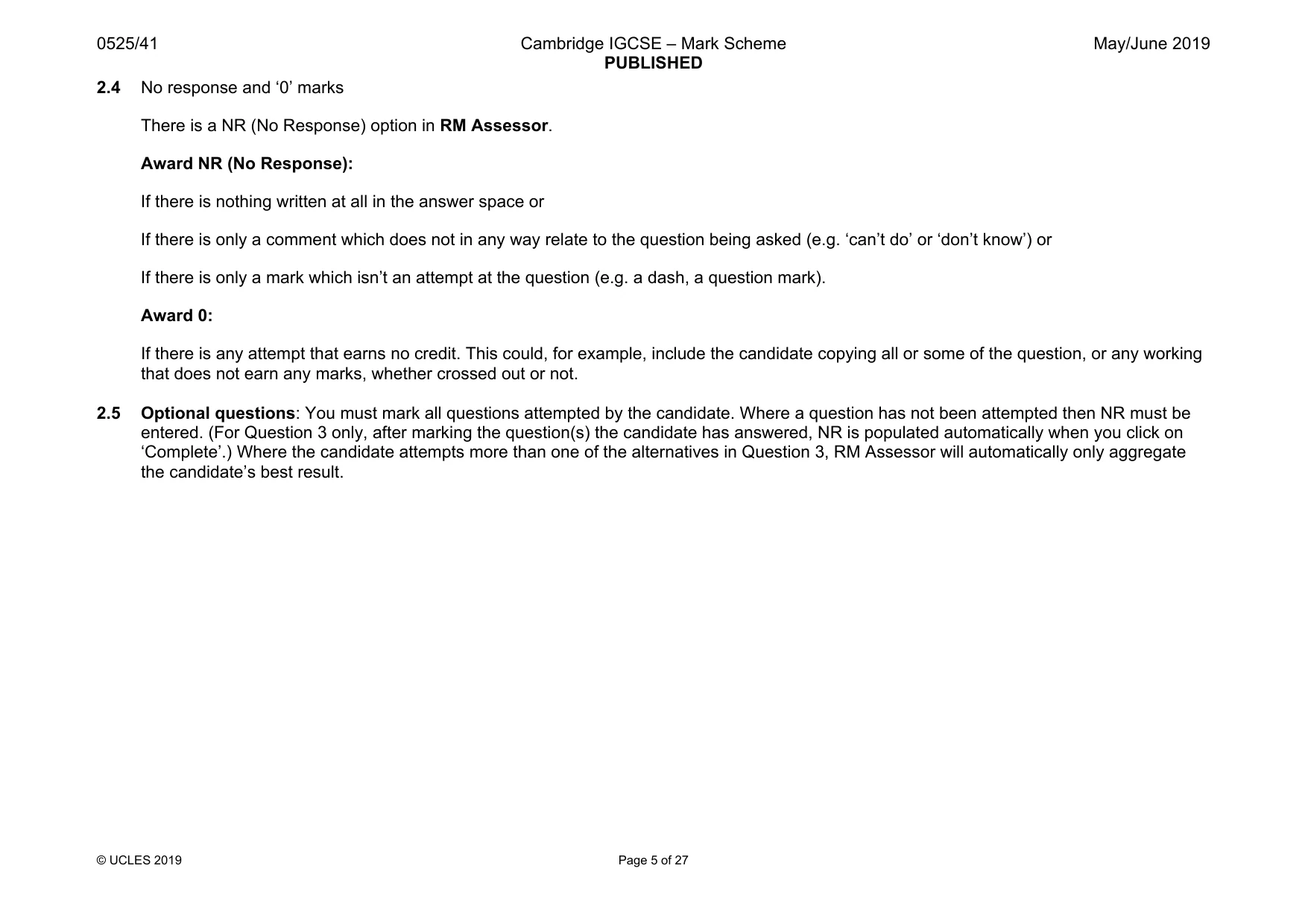 Mark scheme, page 5 of 27