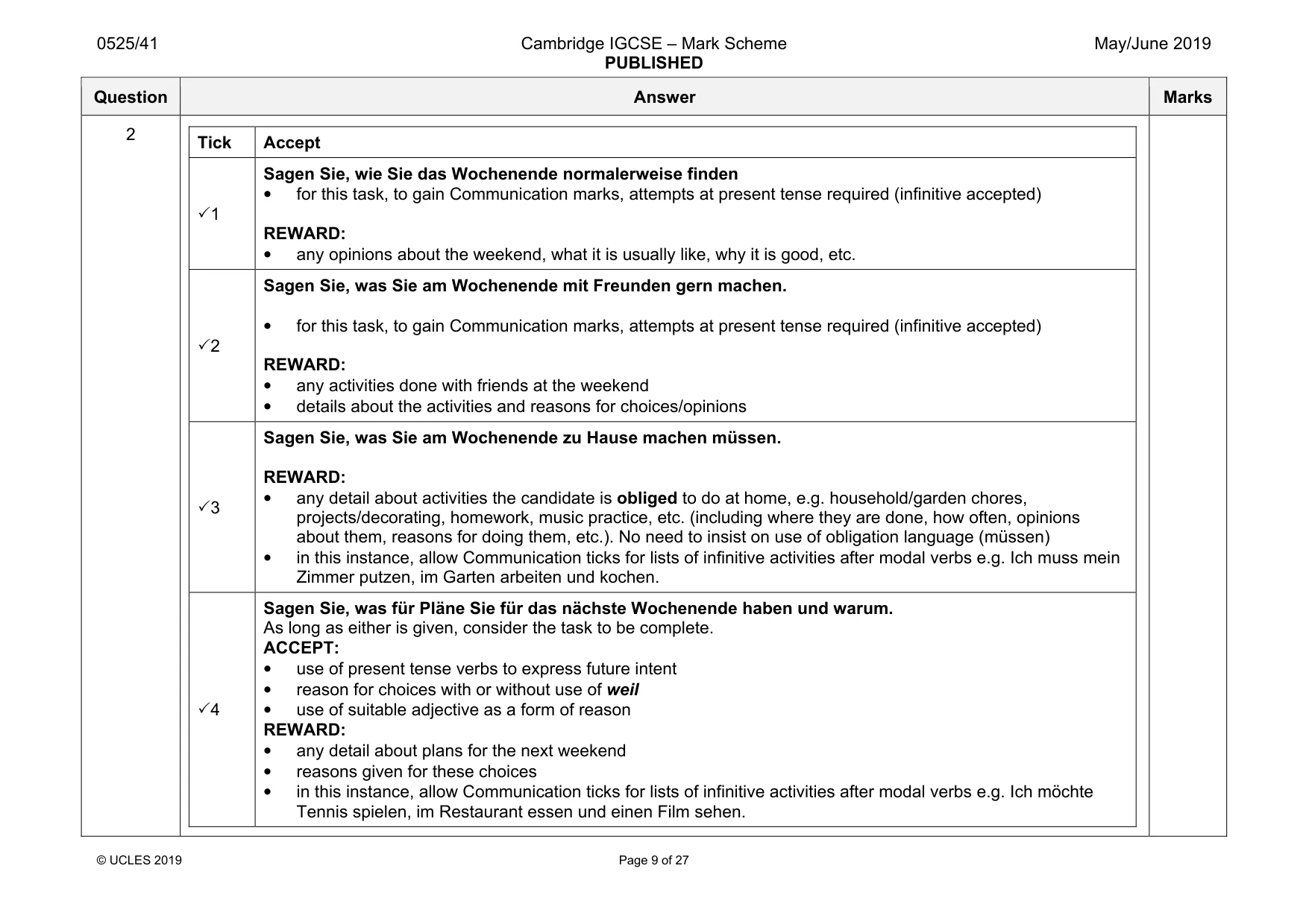 Mark scheme, page 9 of 27