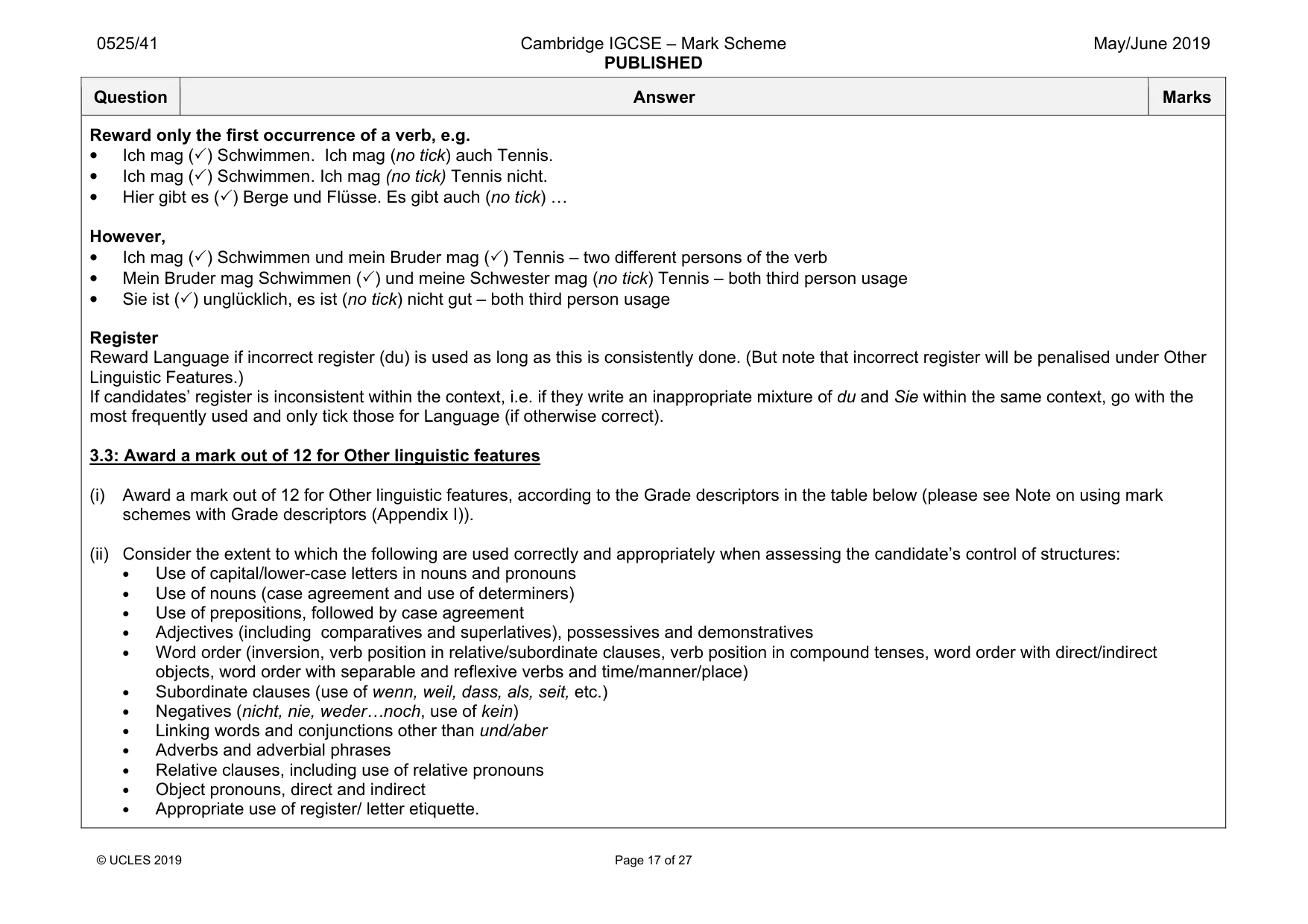 Mark scheme, page 17 of 27