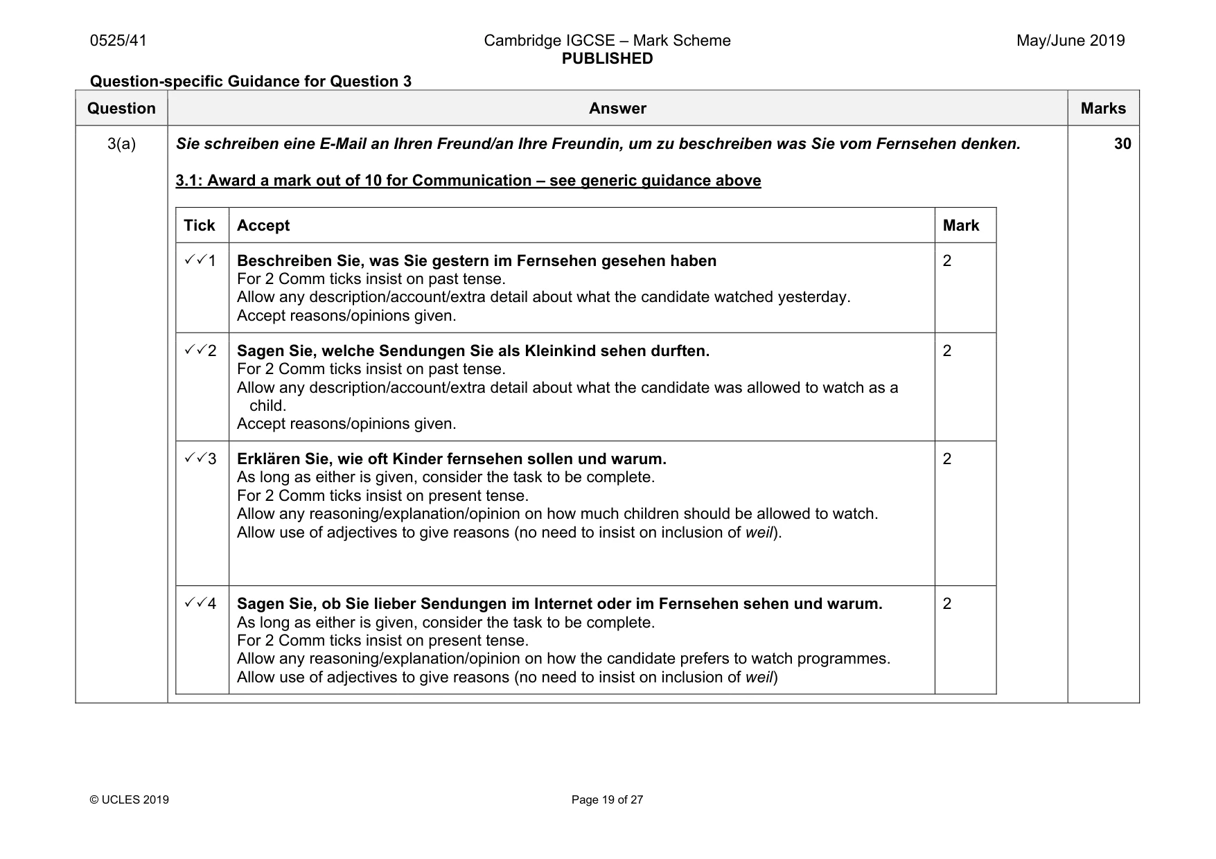 Mark scheme, page 19 of 27