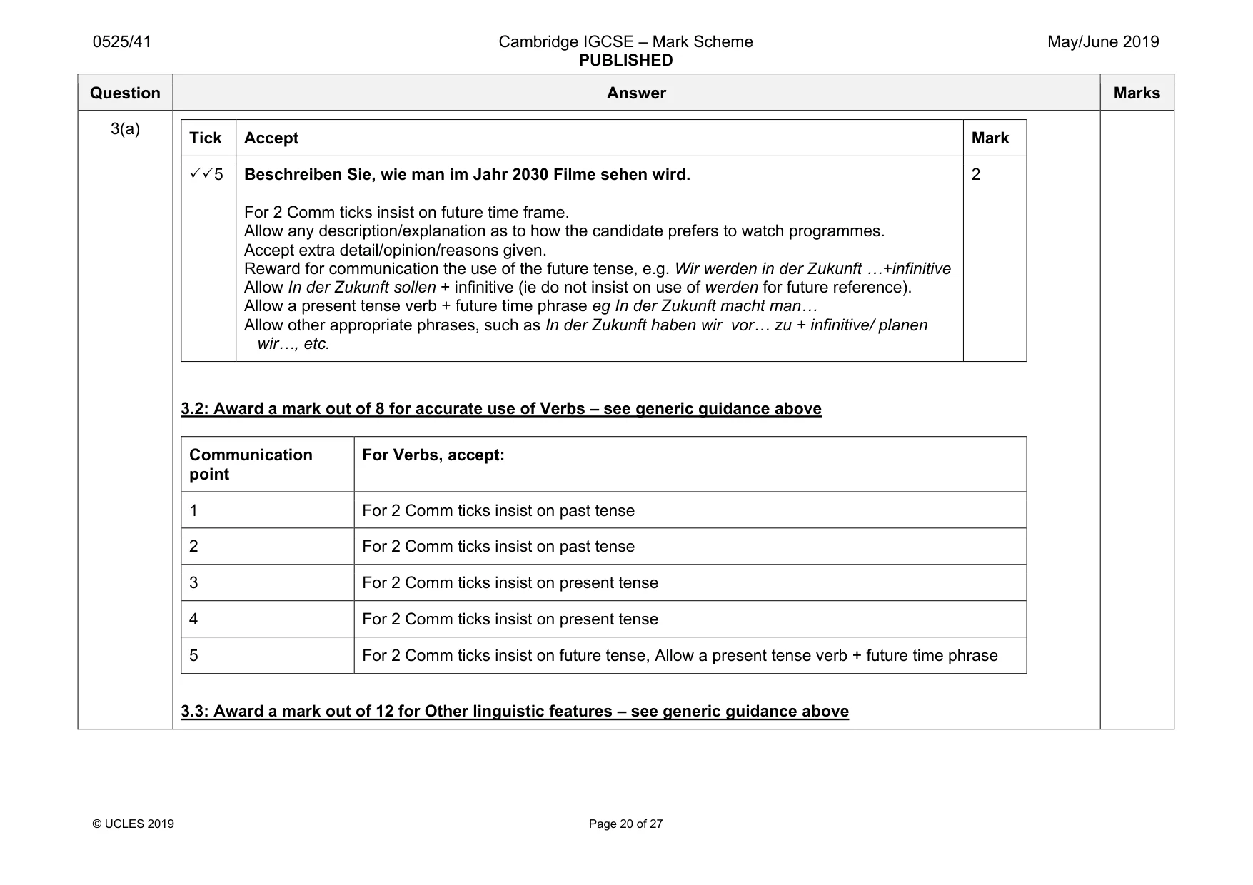 Mark scheme, page 20 of 27