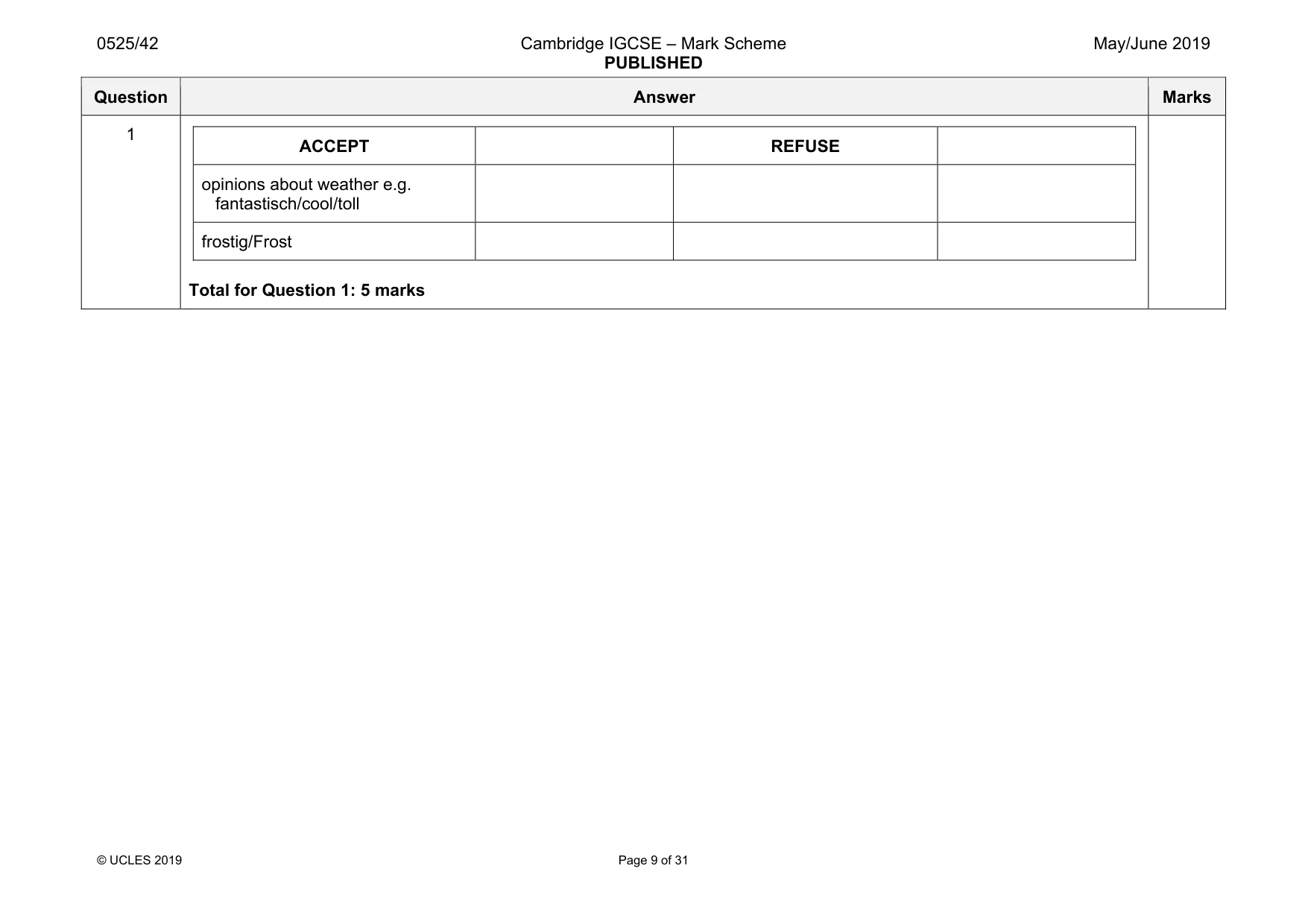 Mark scheme, page 9 of 31
