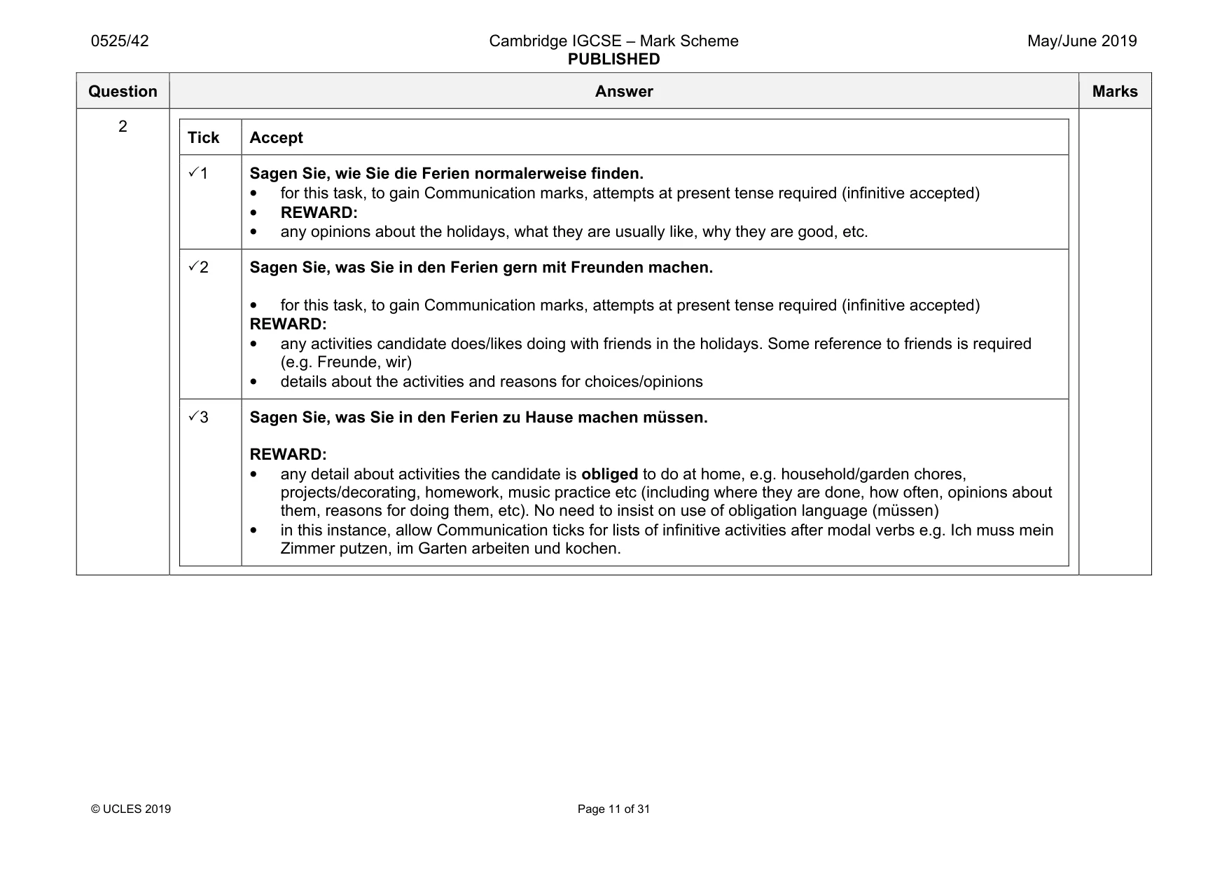 Mark scheme, page 11 of 31