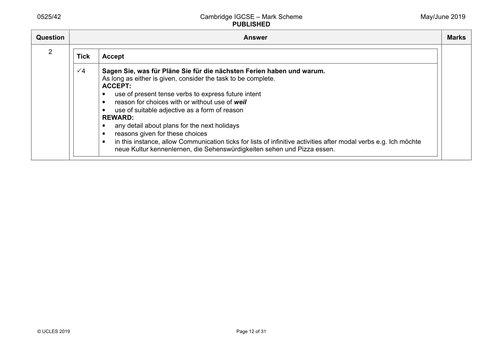 Mark scheme, page 12 of 31
