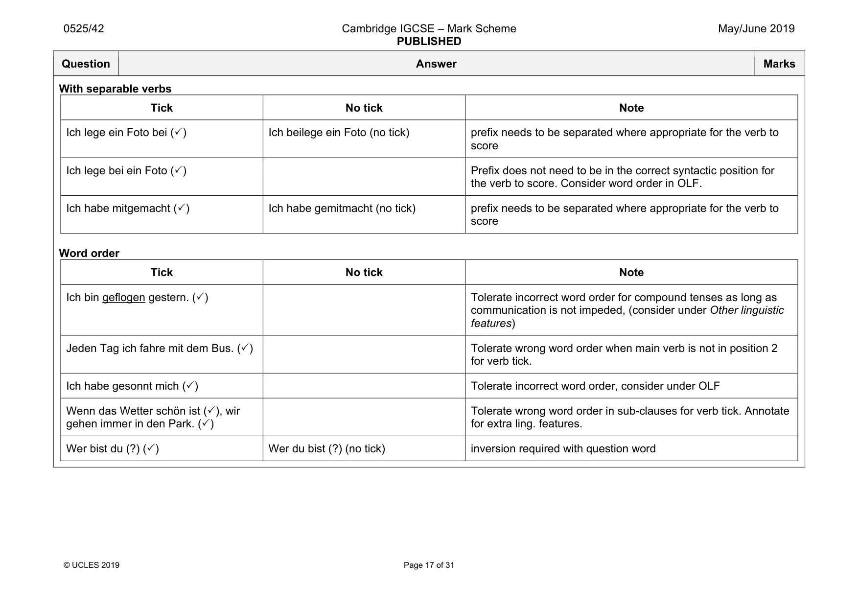 Mark scheme, page 17 of 31
