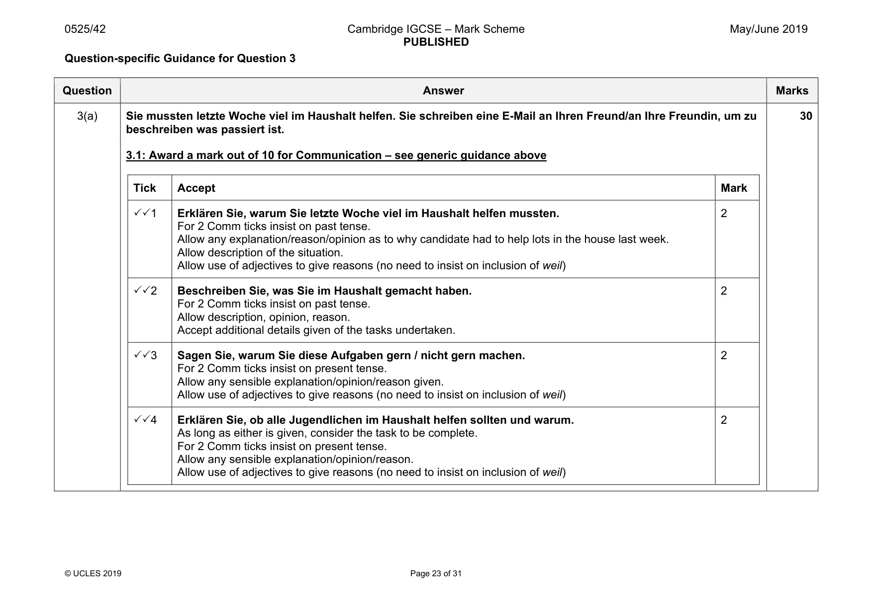 Mark scheme, page 23 of 31