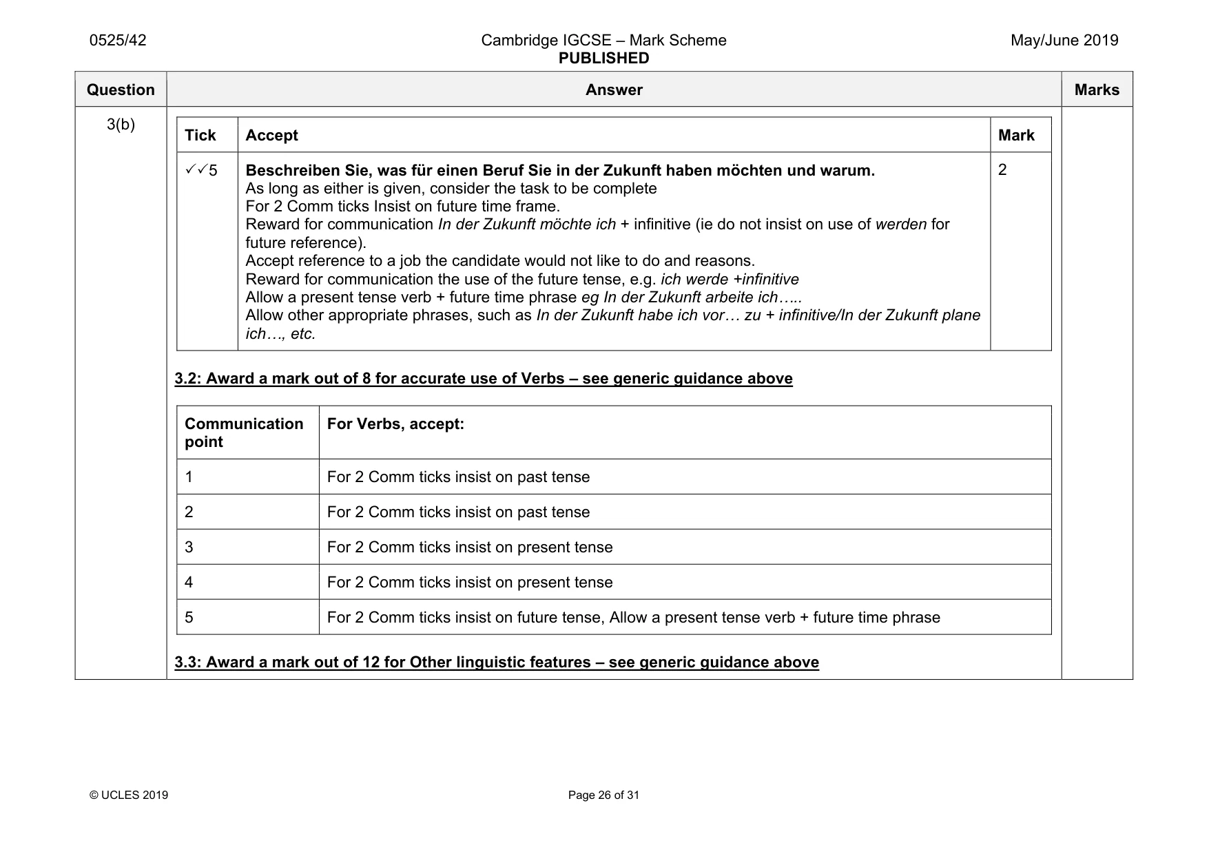 Mark scheme, page 26 of 31