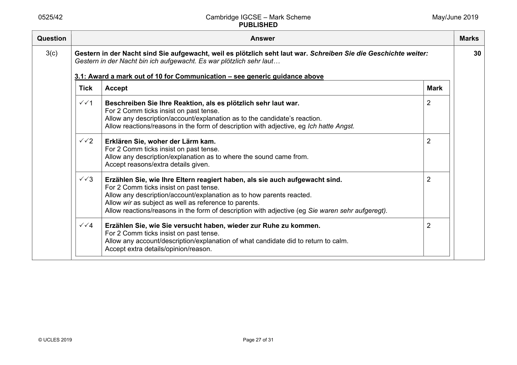 Mark scheme, page 27 of 31