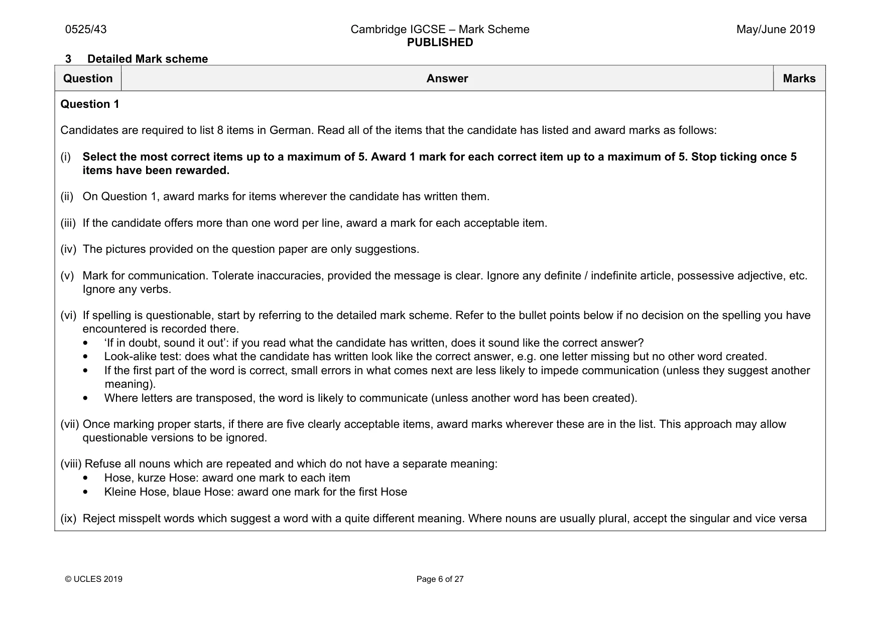 Mark scheme, page 6 of 27