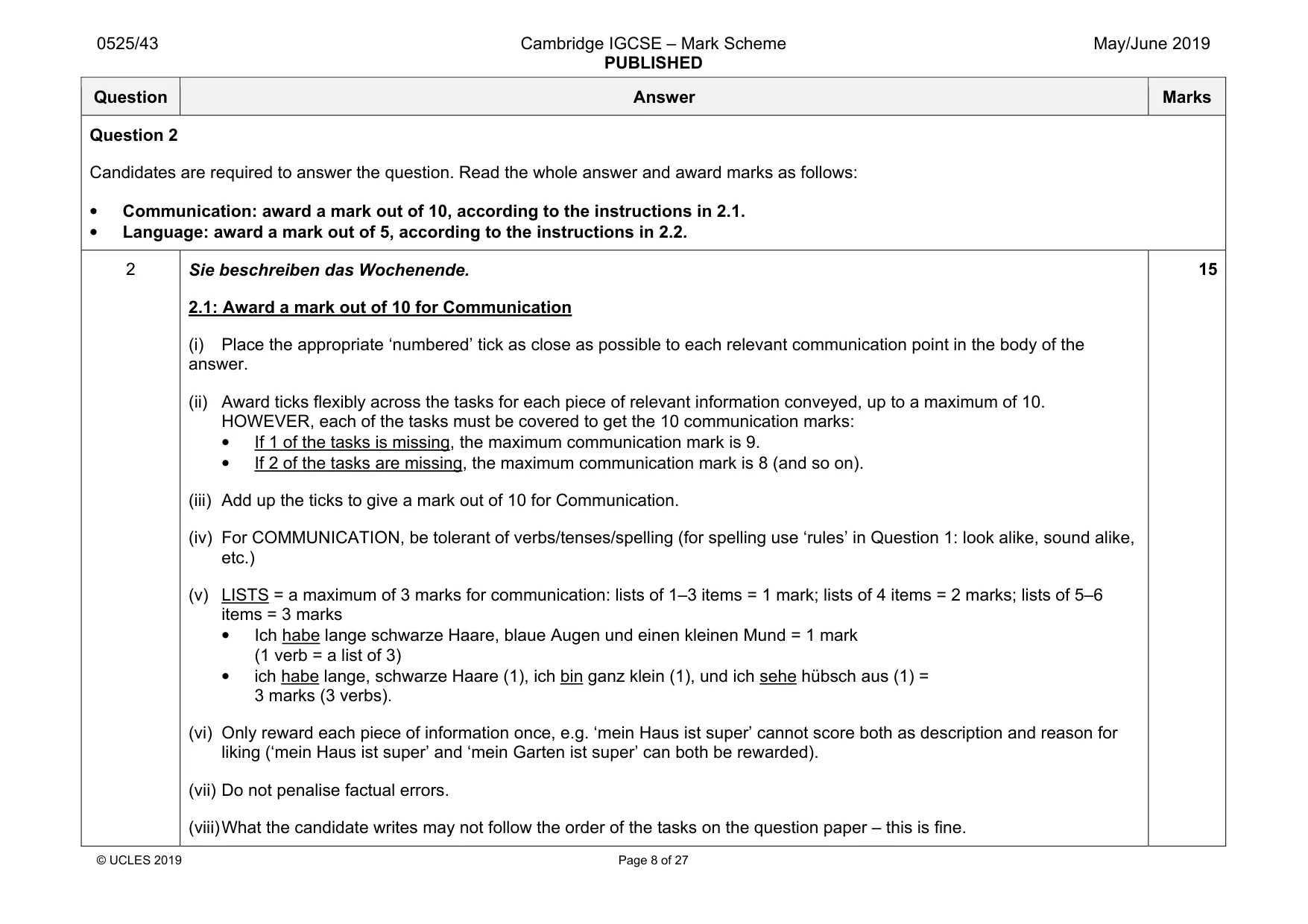 Mark scheme, page 8 of 27
