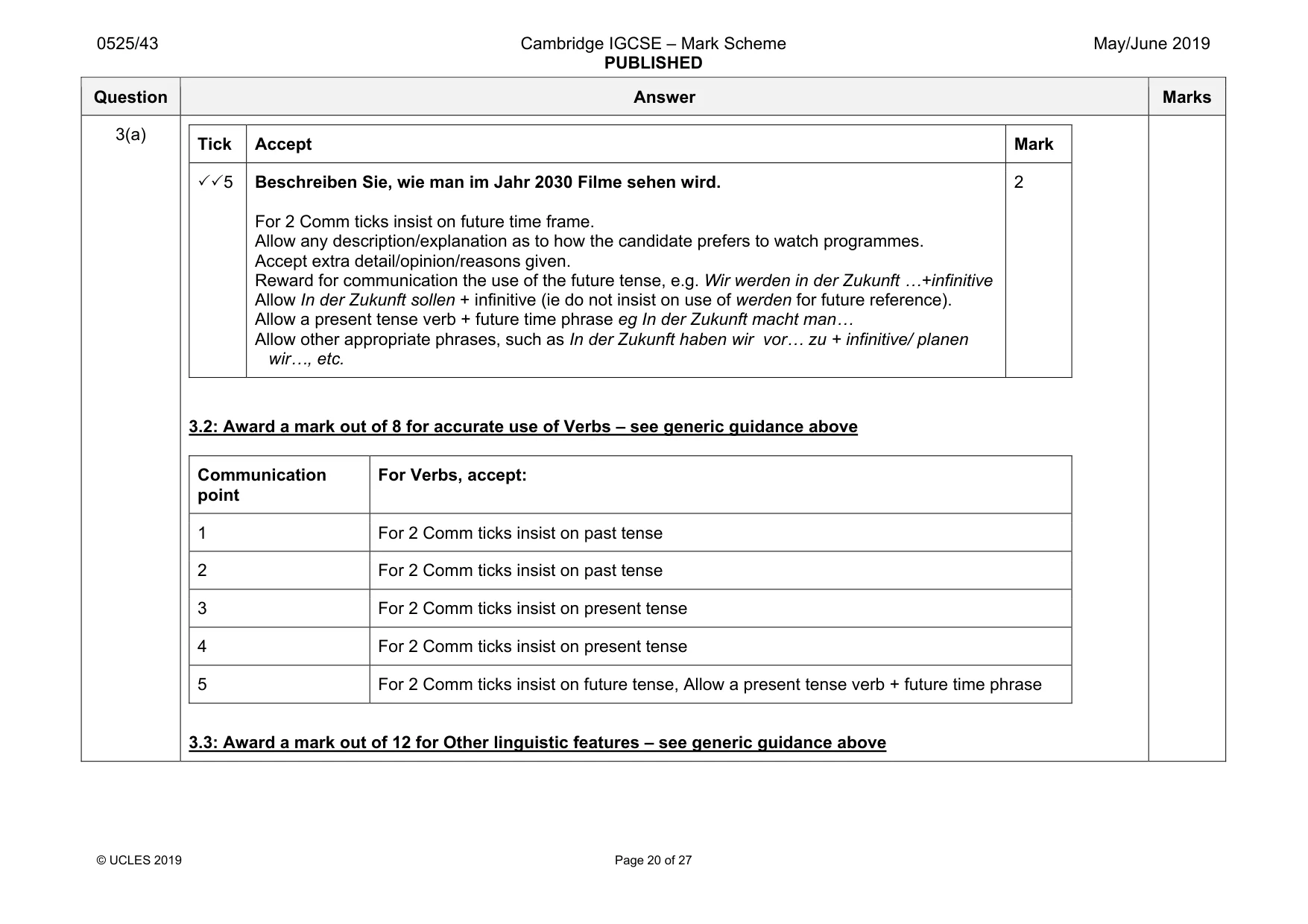 Mark scheme, page 20 of 27