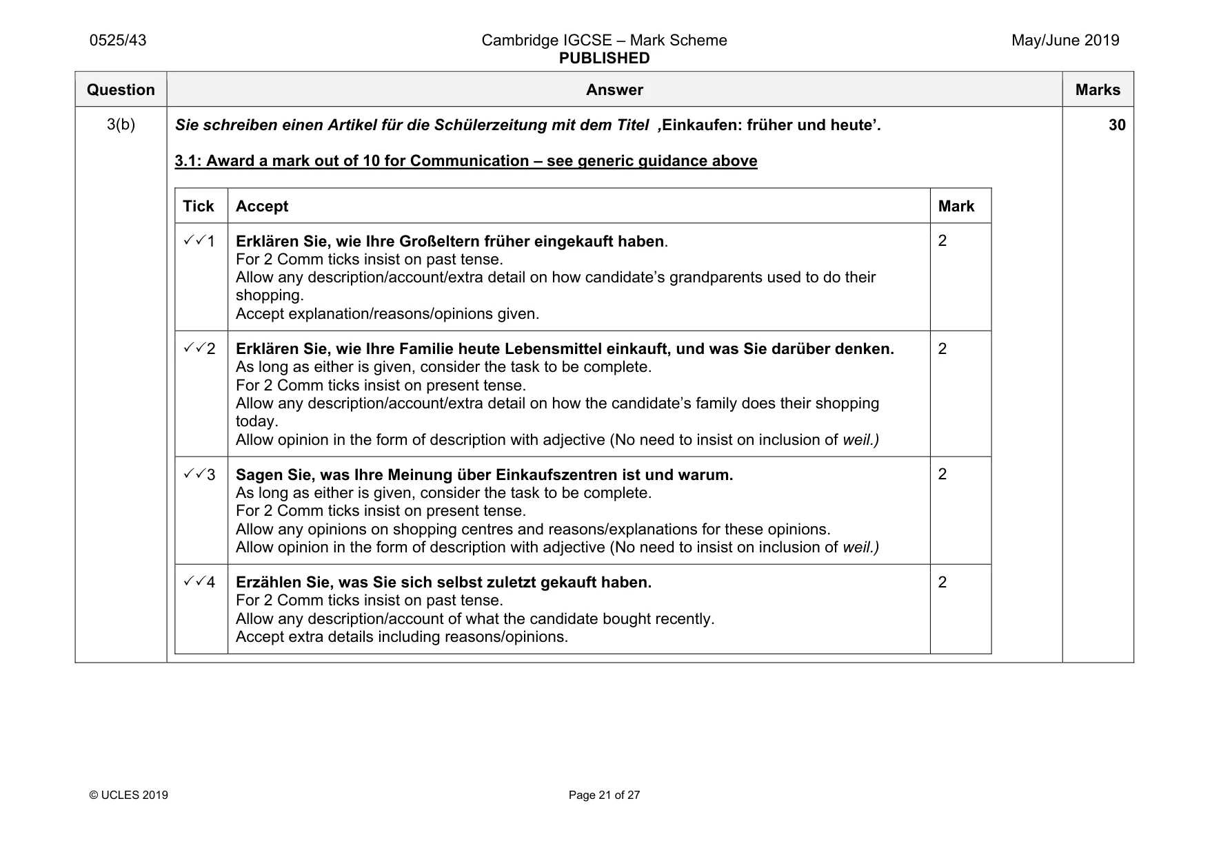 Mark scheme, page 21 of 27