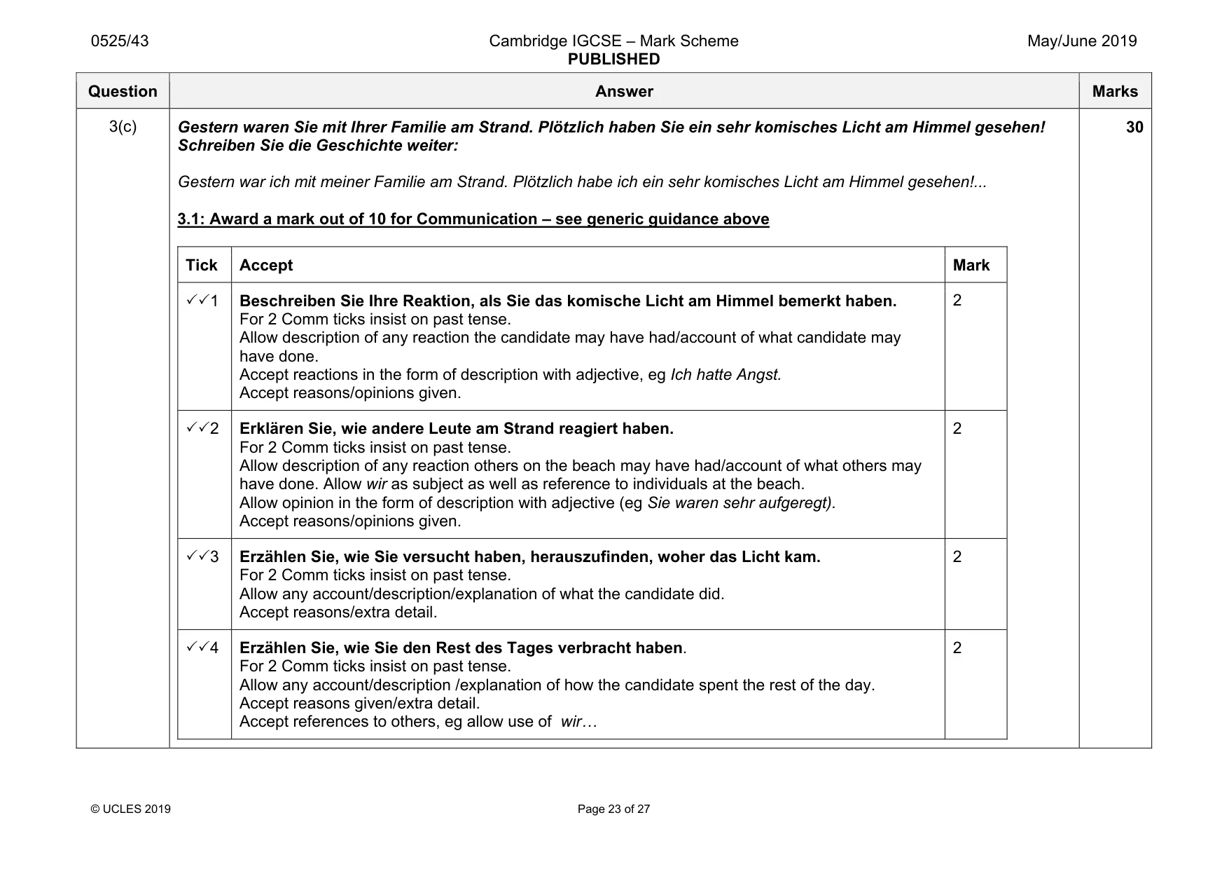 Mark scheme, page 23 of 27