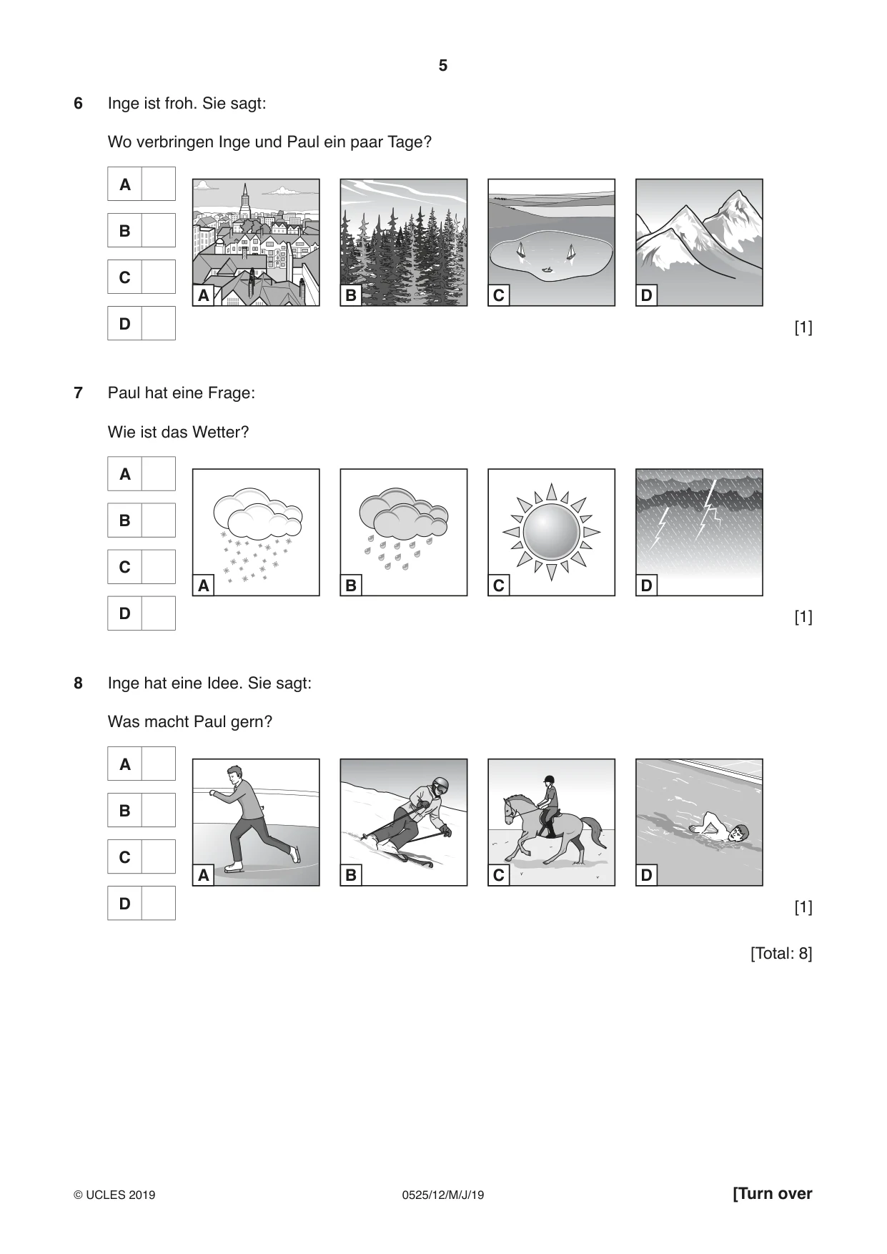 Cambridge IGCSE German - Foreign Language 0525 2019 May/June Paper 1 · Variant 2 question paper, page 5 of 16