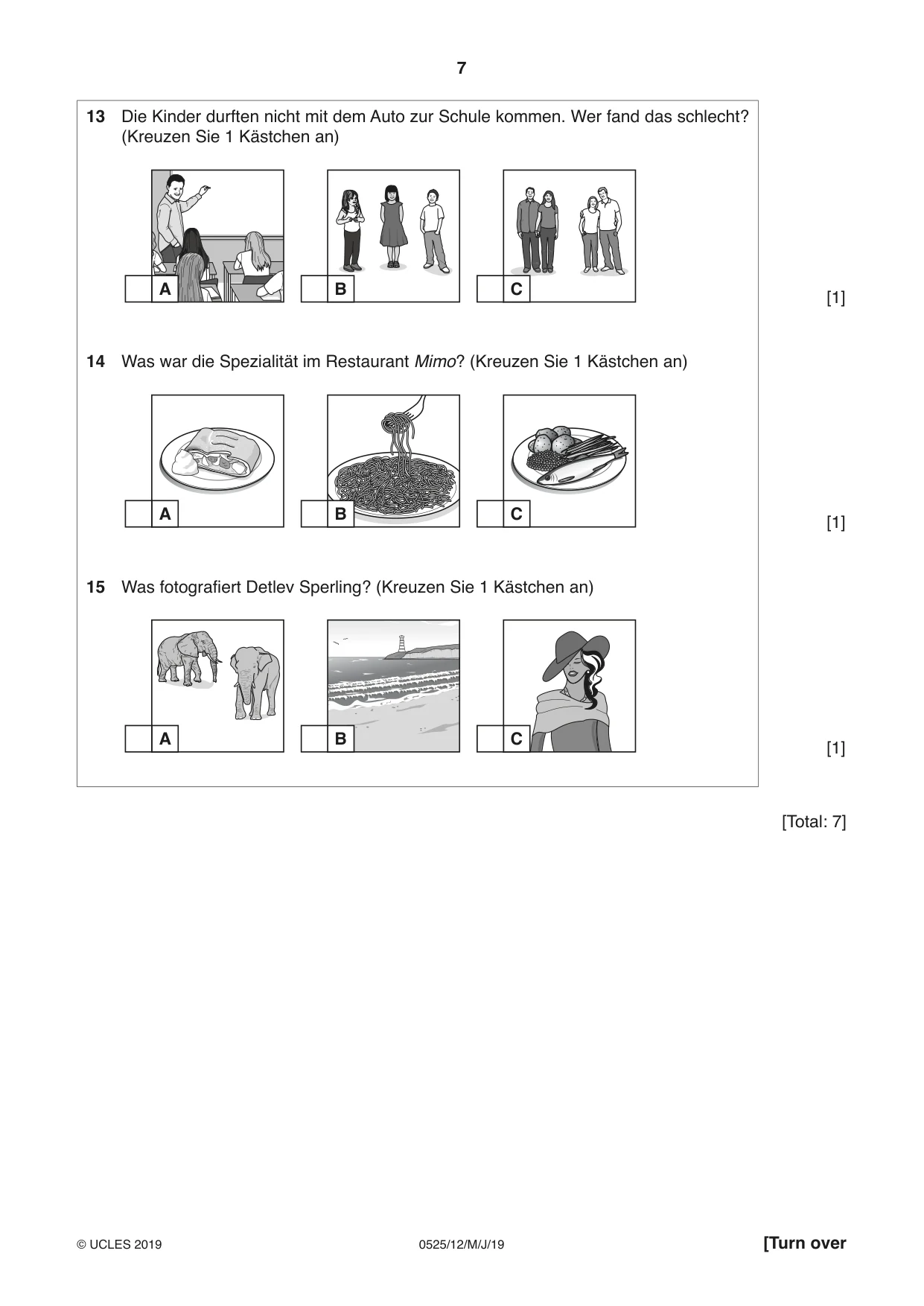 Cambridge IGCSE German - Foreign Language 0525 2019 May/June Paper 1 · Variant 2 question paper, page 7 of 16