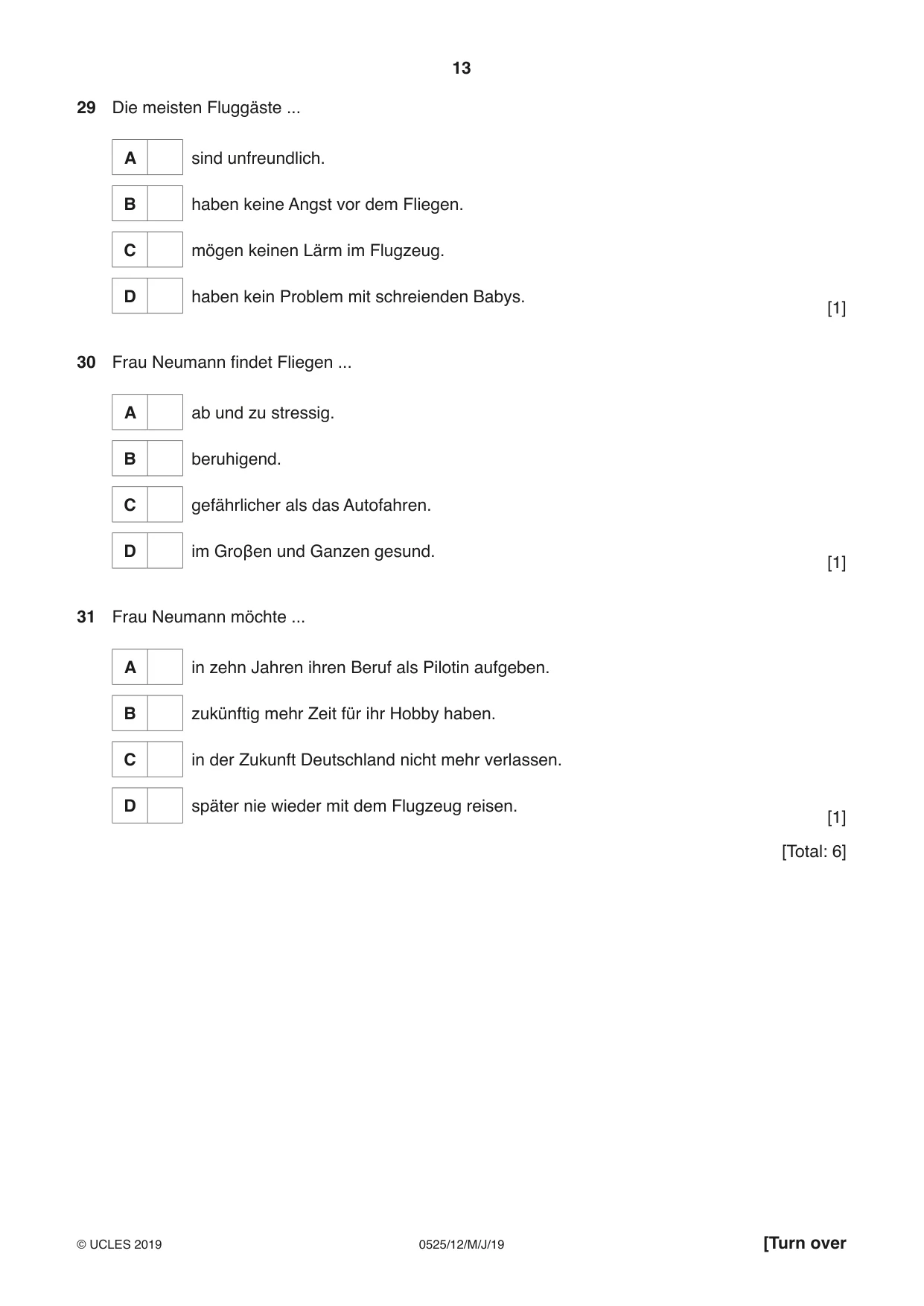 Cambridge IGCSE German - Foreign Language 0525 2019 May/June Paper 1 · Variant 2 question paper, page 13 of 16