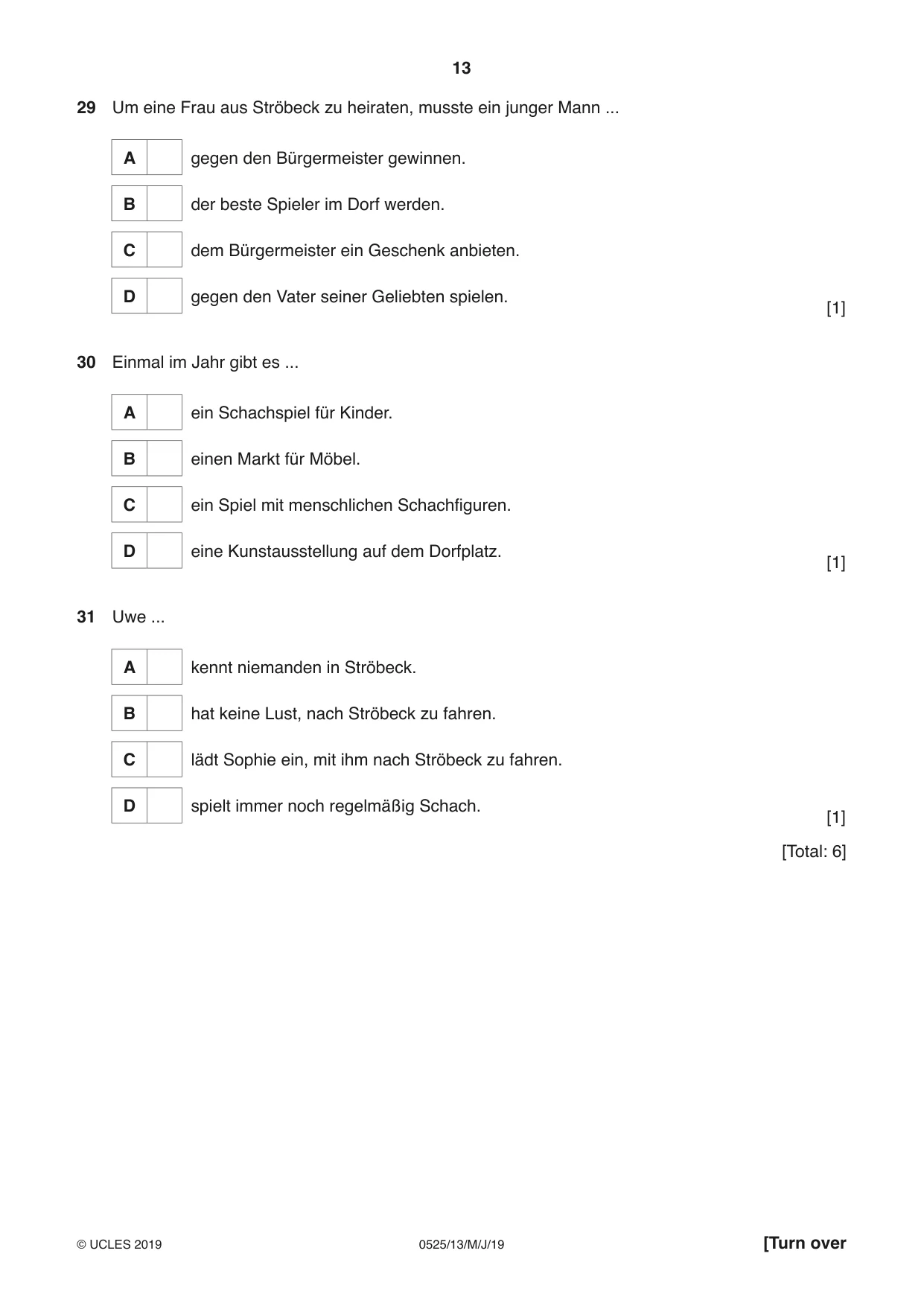 Cambridge IGCSE German - Foreign Language 0525 2019 May/June Paper 1 · Variant 3 question paper, page 13 of 16