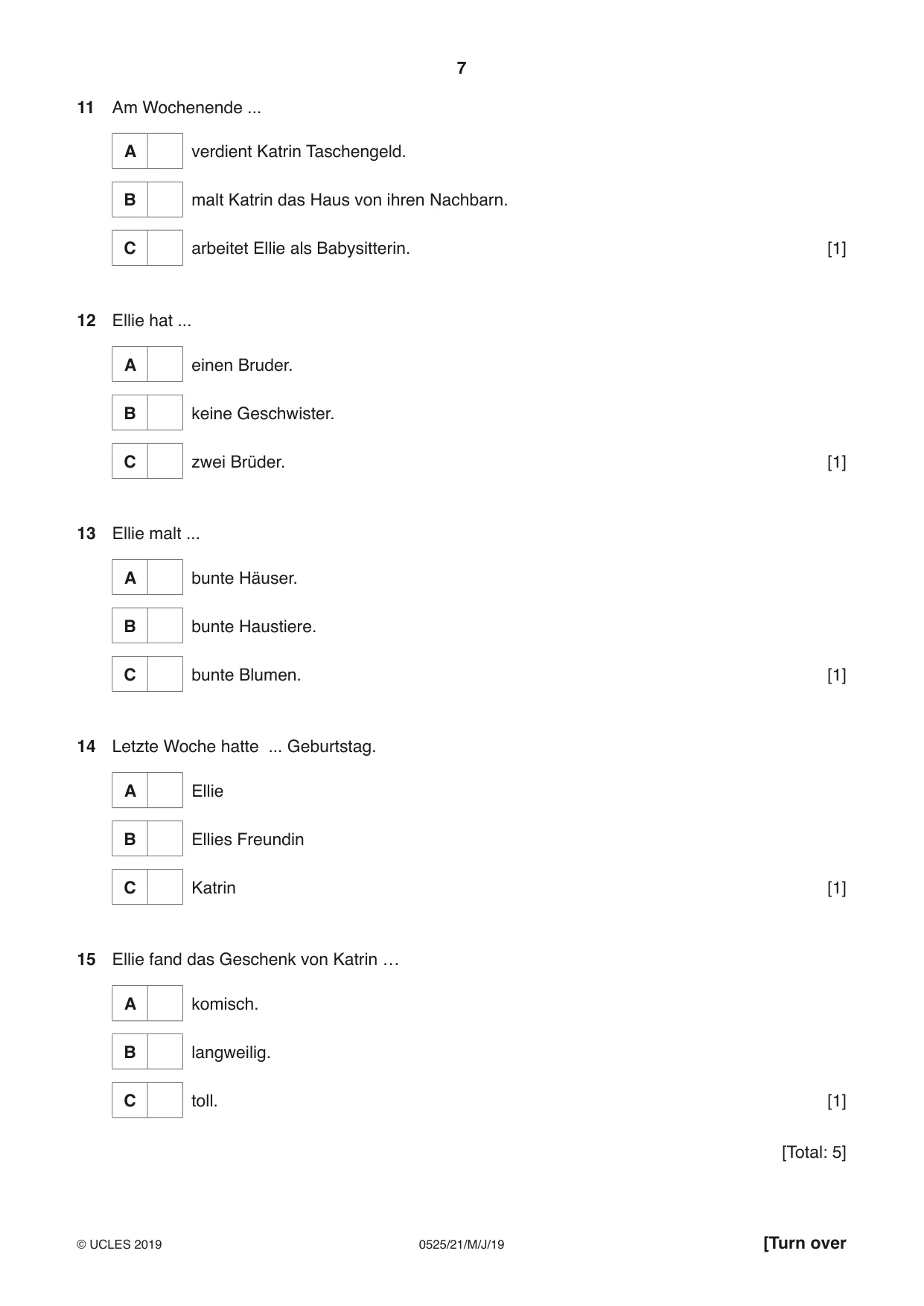 Cambridge IGCSE German - Foreign Language 0525 2019 May/June Paper 2 · Variant 1 question paper, page 7 of 16
